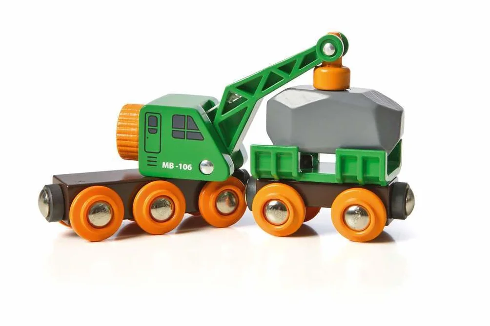 Brio 63369800 Dźwig I Wagon (63369800) Bezpieczna Zabawka Dla Dzieci Powyżej 3 Lat