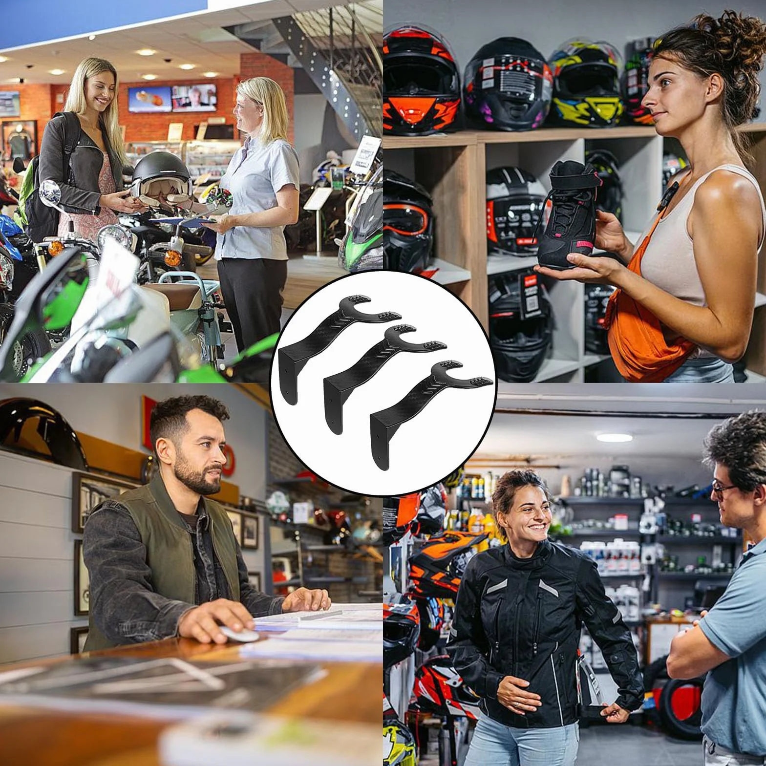 3 sztuki czarnych uchwytów na kask, do montażu na ścianie, na kask, kurtki, czapki, plecaki i szale, do pomieszczeń wystawowych, salonu, korytarza