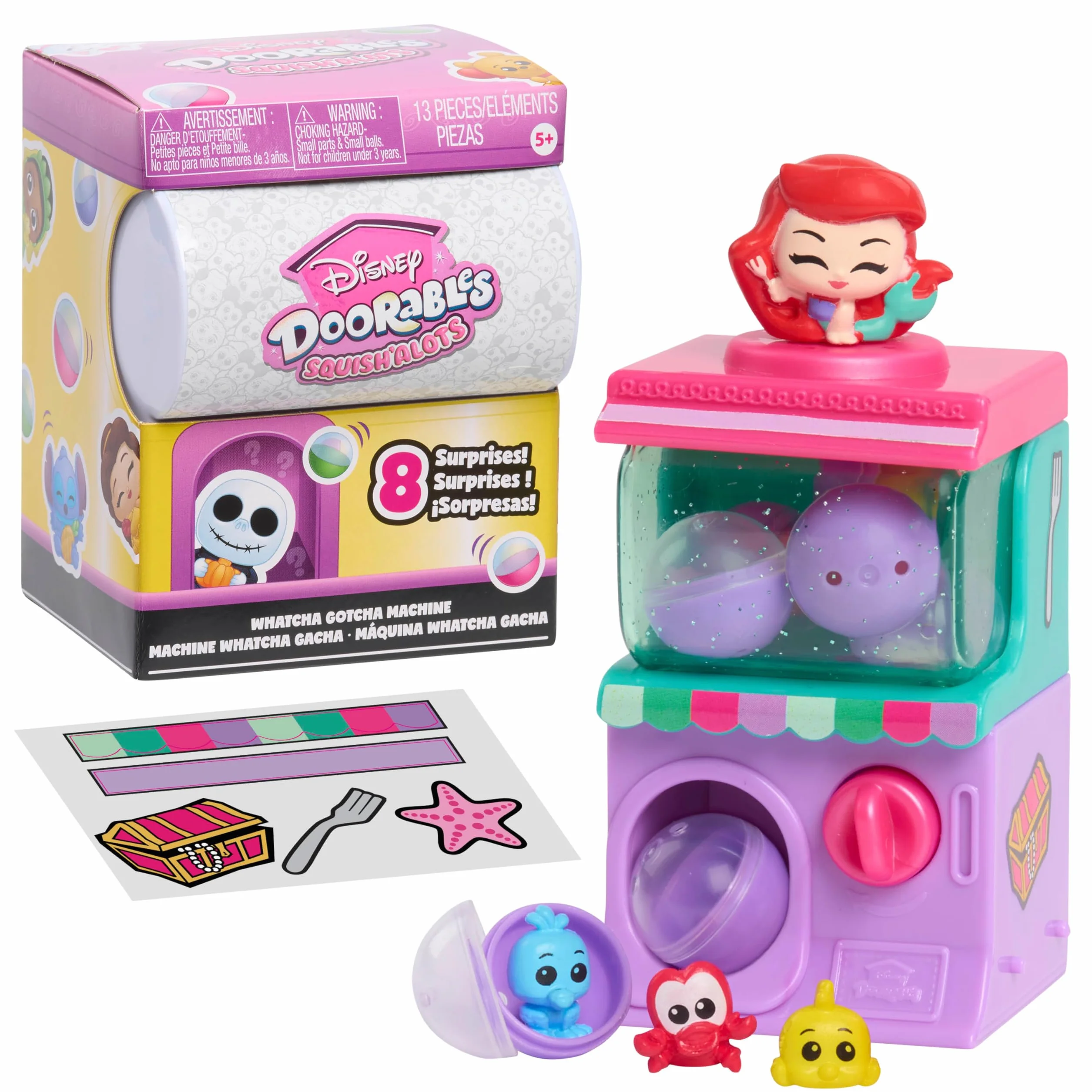 Just Play Disney Doorables Squish'Alots Whatcha Gotcha Machines, 6 niespodzianek w środku, figurki kolekcjonerskie, zabawki dla dzieci od 5 lat