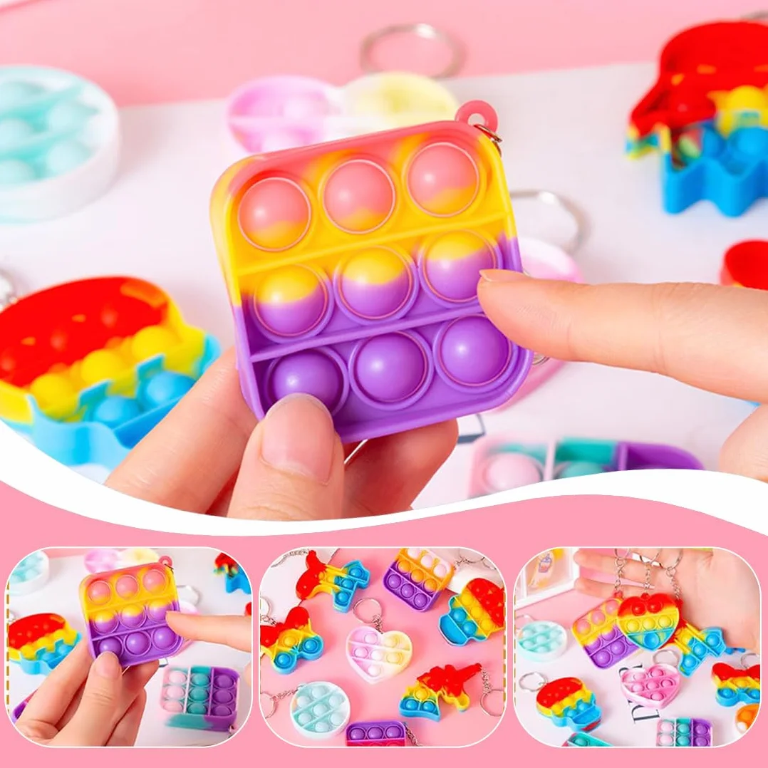 20 sztuk popowych breloków, Mini Fidget Toys, opakowanie zbiorcze, upominki dla dzieci w wieku 4-8 lat, 8-12 lat, gadżety do napełniania nagród w klasie