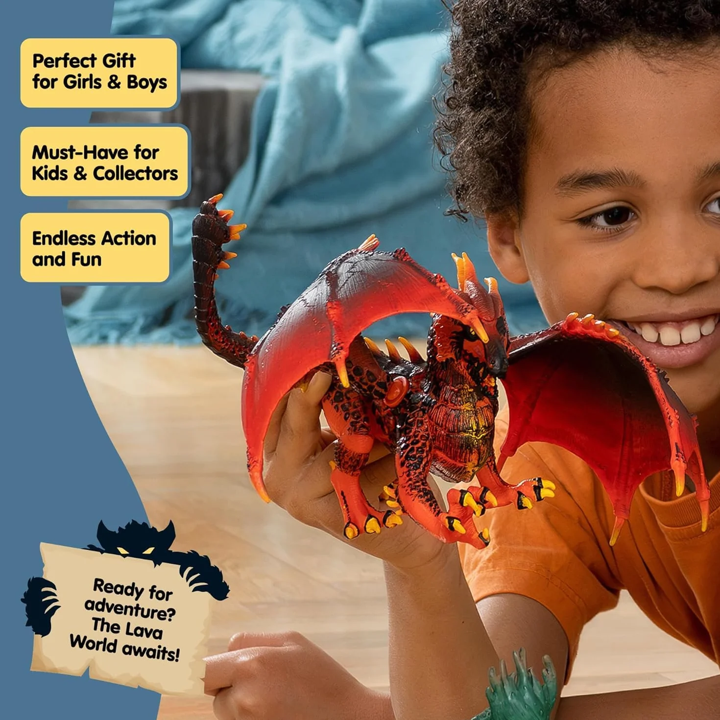 schleich ELDRADOR CREATURES | Magmowy smok 70138 | Figurka potwora schleich z ruchomą szczęką i skrzydłami | świetny prezent dla dzieci od 7 lat | 20 x 14 x 15 cm
