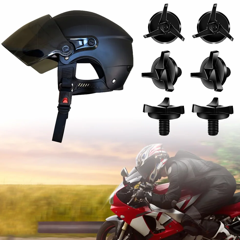 Śruby do kasku motocyklowego, śruby wizjera kasku motocyklowego, odłączane do kasków motocrossowych, śruby do kasku wyścigowego, akcesoria do przyłbicy kasku, z plastikowym pudełkiem, czarny, 6 sztuk