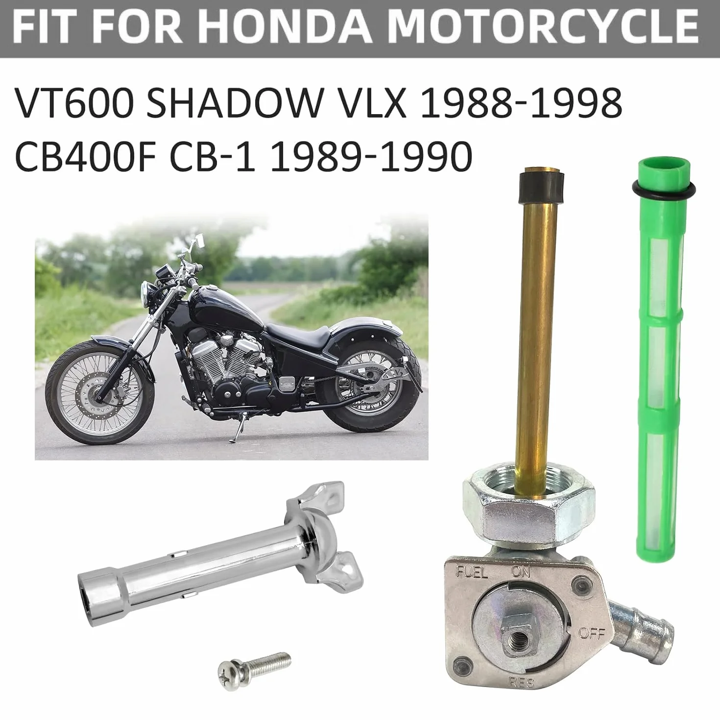 Kran paliwowy pasuje do Honda VT600C A/AC - SHADOW VLX VT600CD A/AC - SHADOW VLX DELUXE 1988-1989 1991-1998 CB400F A/AC - CB-1 1989-1990 16950-KAF-00 00 16 963-MR1-000