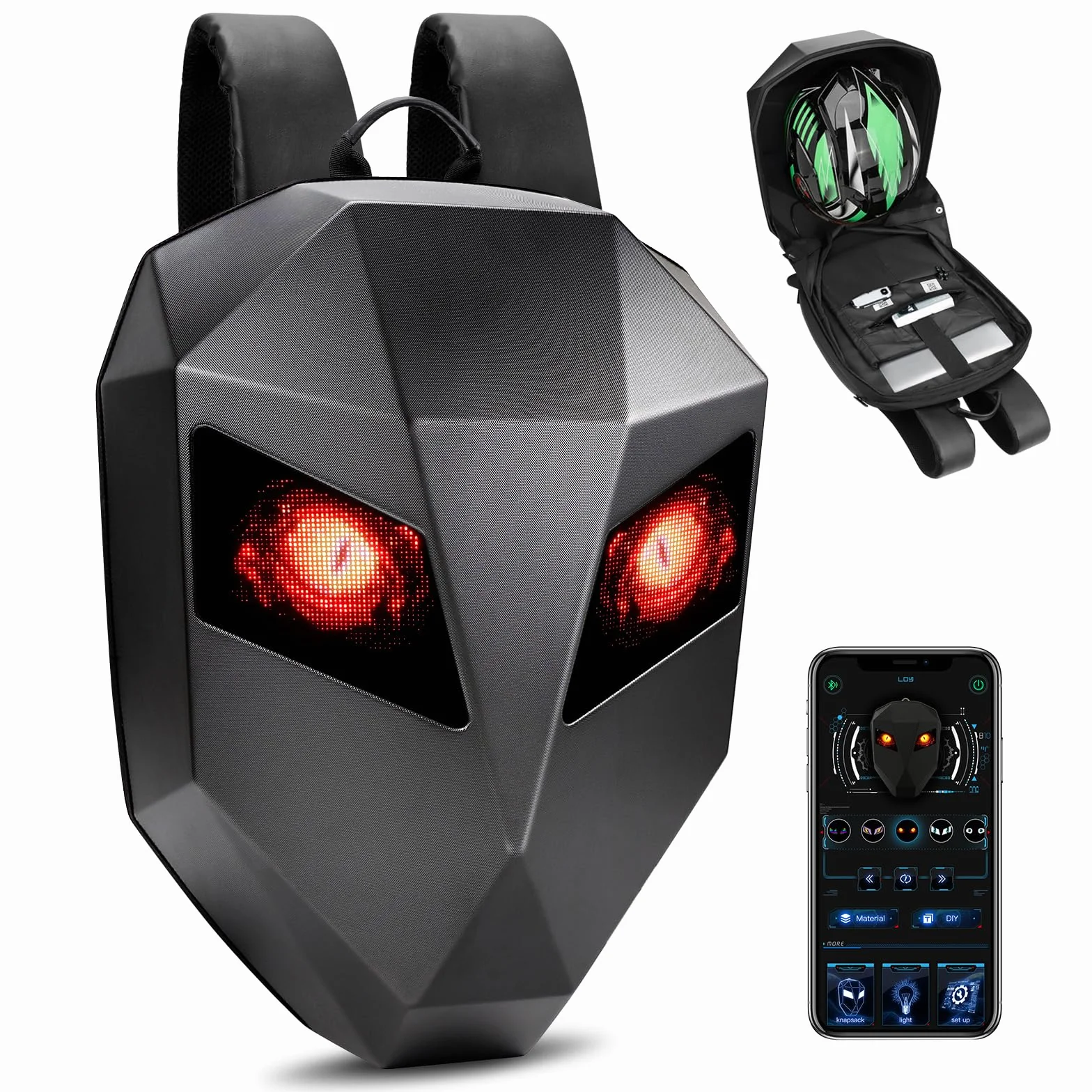 Plecak LED Pixel Art motocyklowy wodoszczelny twarda skorupa 3D torba na kask iOS Android