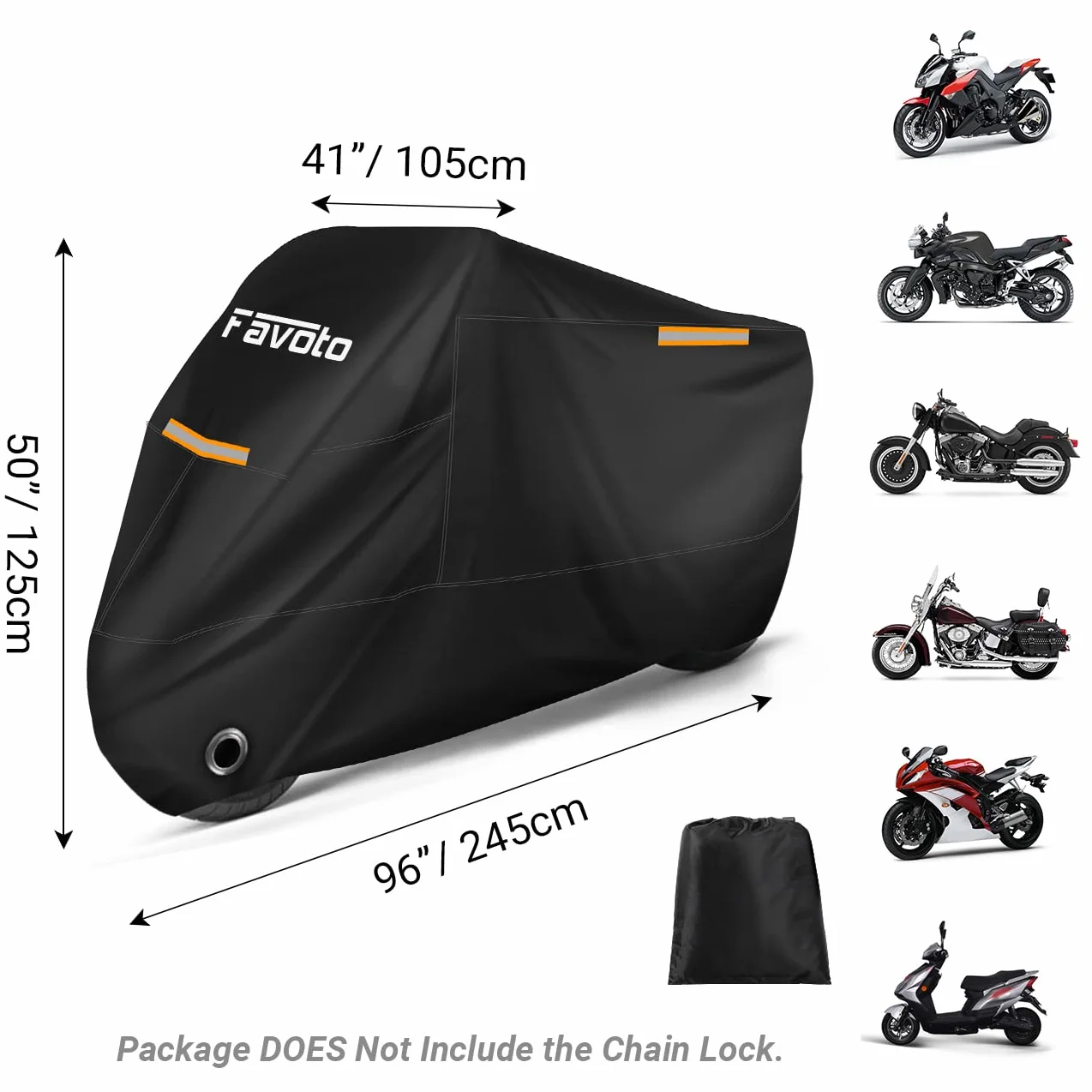 Favoto Pokrowiec motocyklowy XXL 210T Oxford wodoodporny 245cmx105cmx125cm