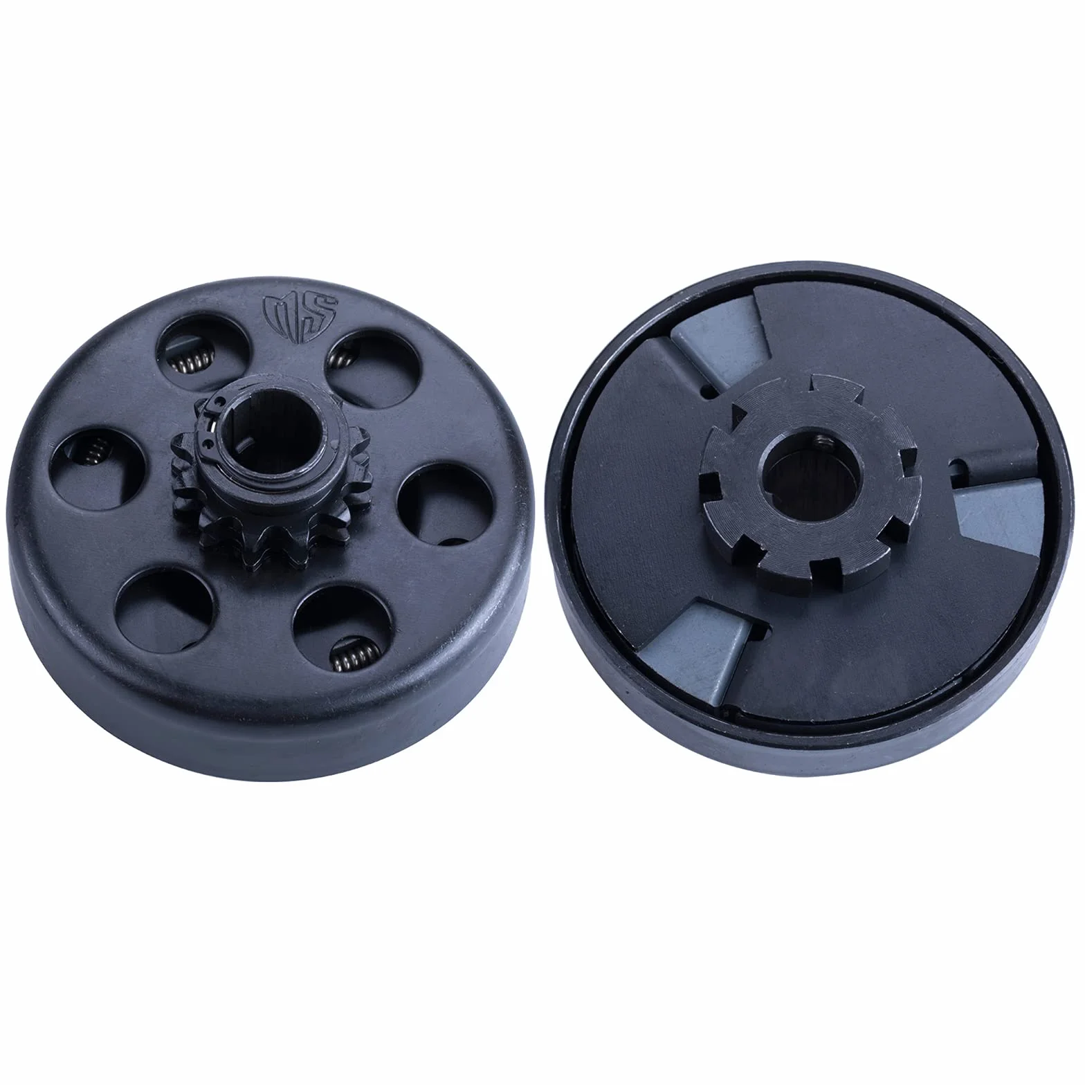 Go Kart Centrifugal Clutch 10 Teeth wewnętrzny otwór 19,05 mm z łańcuchem 40/41/420 wytrzymały Centrifugal Clutch 3/4" Bore 3/16 Key Built In Replacement for Go-Kart Bike Engine - Black