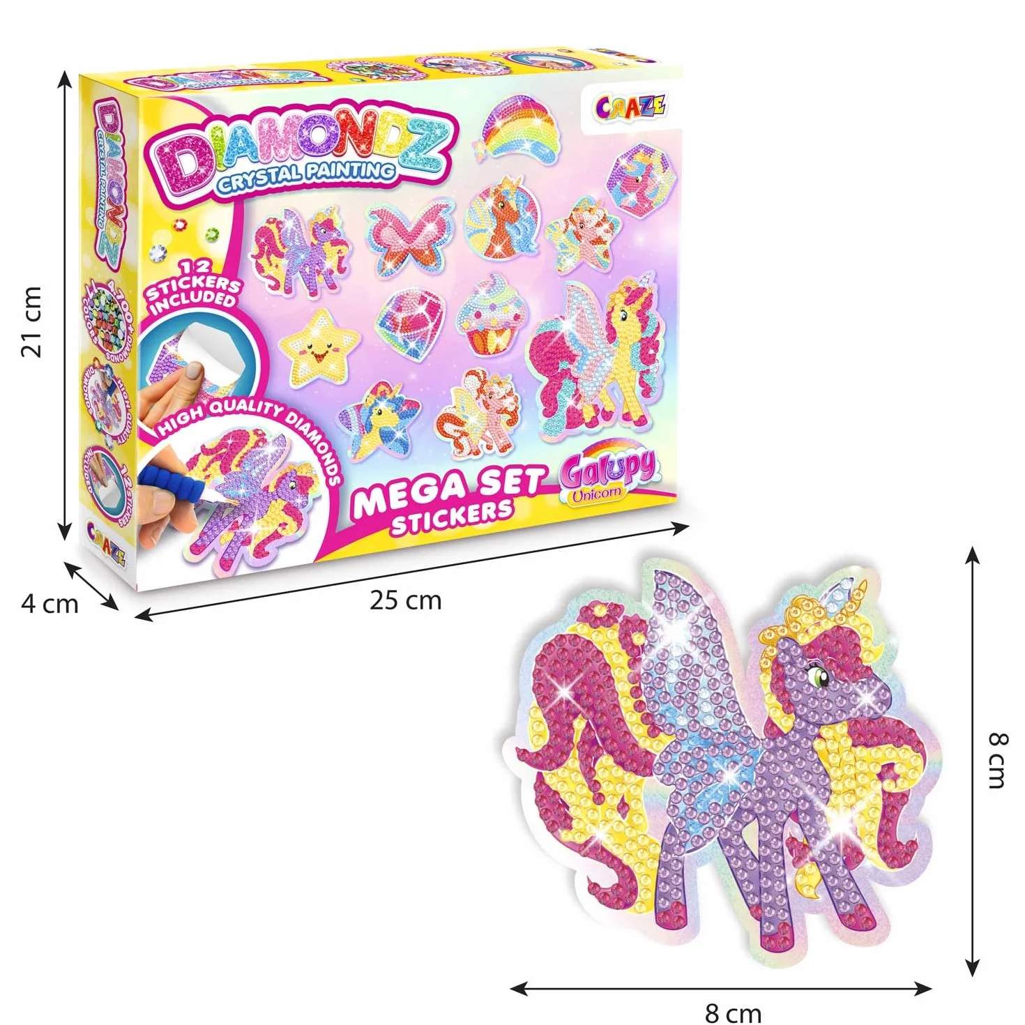 DIAMONDZ CRYSTAL PAINTING Mega Zestaw Naklejek Galupy Unicorn – Diamond Painting Naklejki dla Dzieci Zestaw z Jednorożcem Galupy