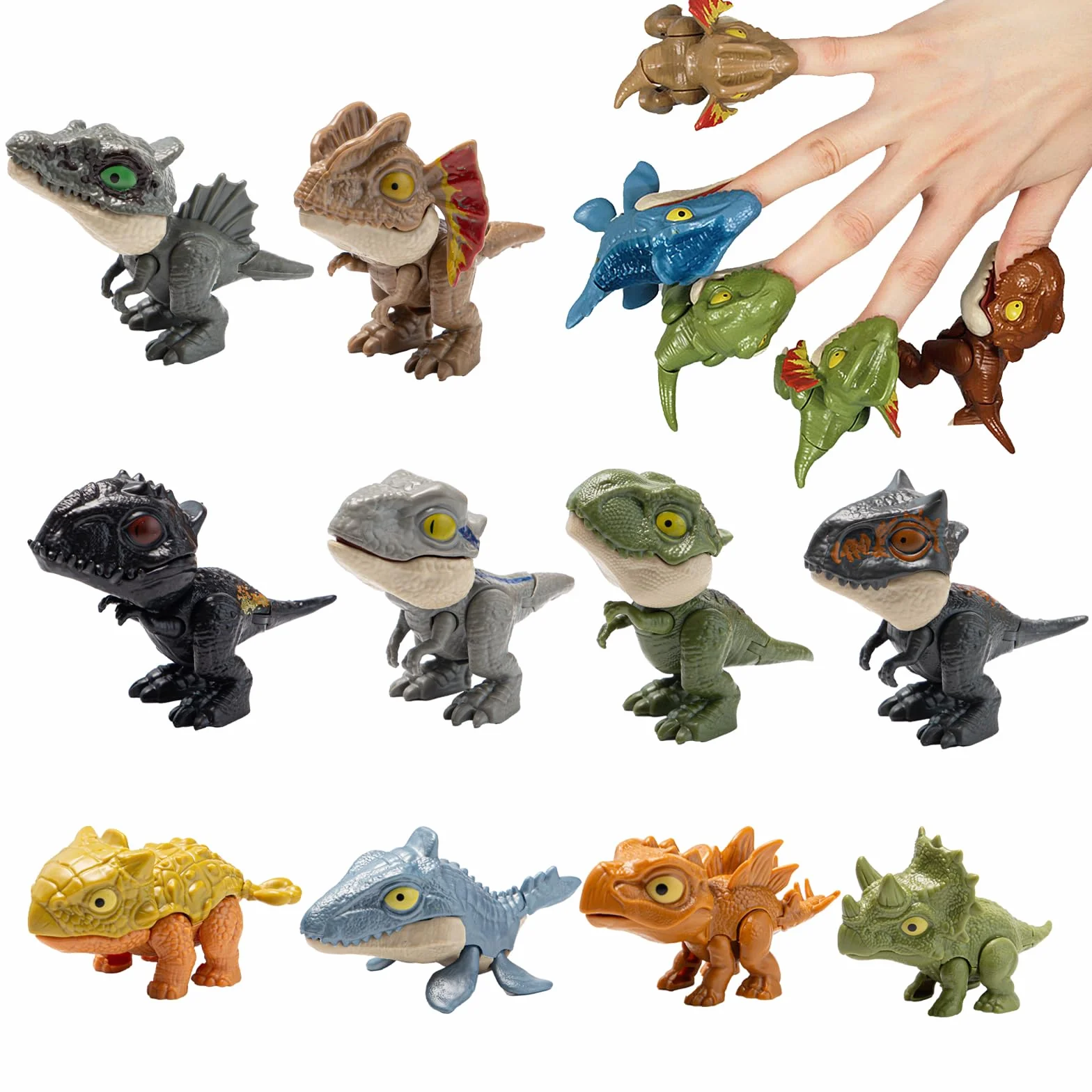 10 szt. gryzący palec dinozaur zabawka interesująca interaktywna zabawka na imprezę dla dzieci gryząca ręka dinozaur zabawki dinozaur palec kukiełki dinozaury palce zabawki dla dzieci