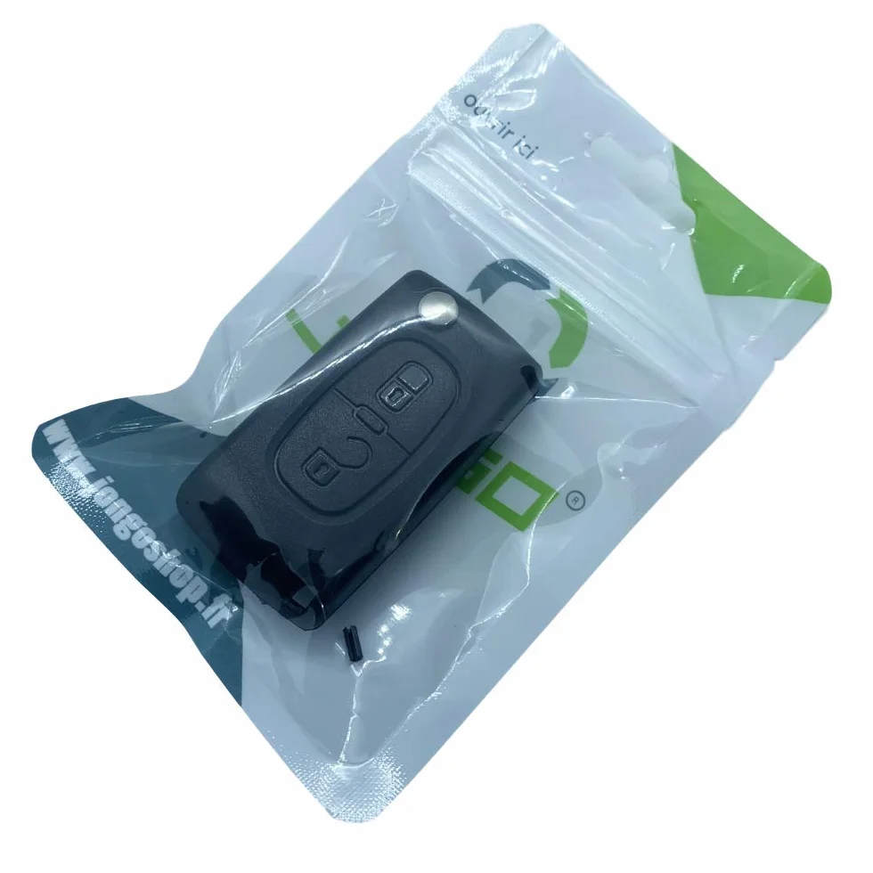 JONGO® Obudowa klucza CE0523 kompatybilna z Peugeot 207, 307, 308, 407, 3008, 5008 i kompatybilna z Citroën C2, C3, C4, C5, C6 C8, 2 przyciski, pilot zdalnego sterowania + bateria CR1620