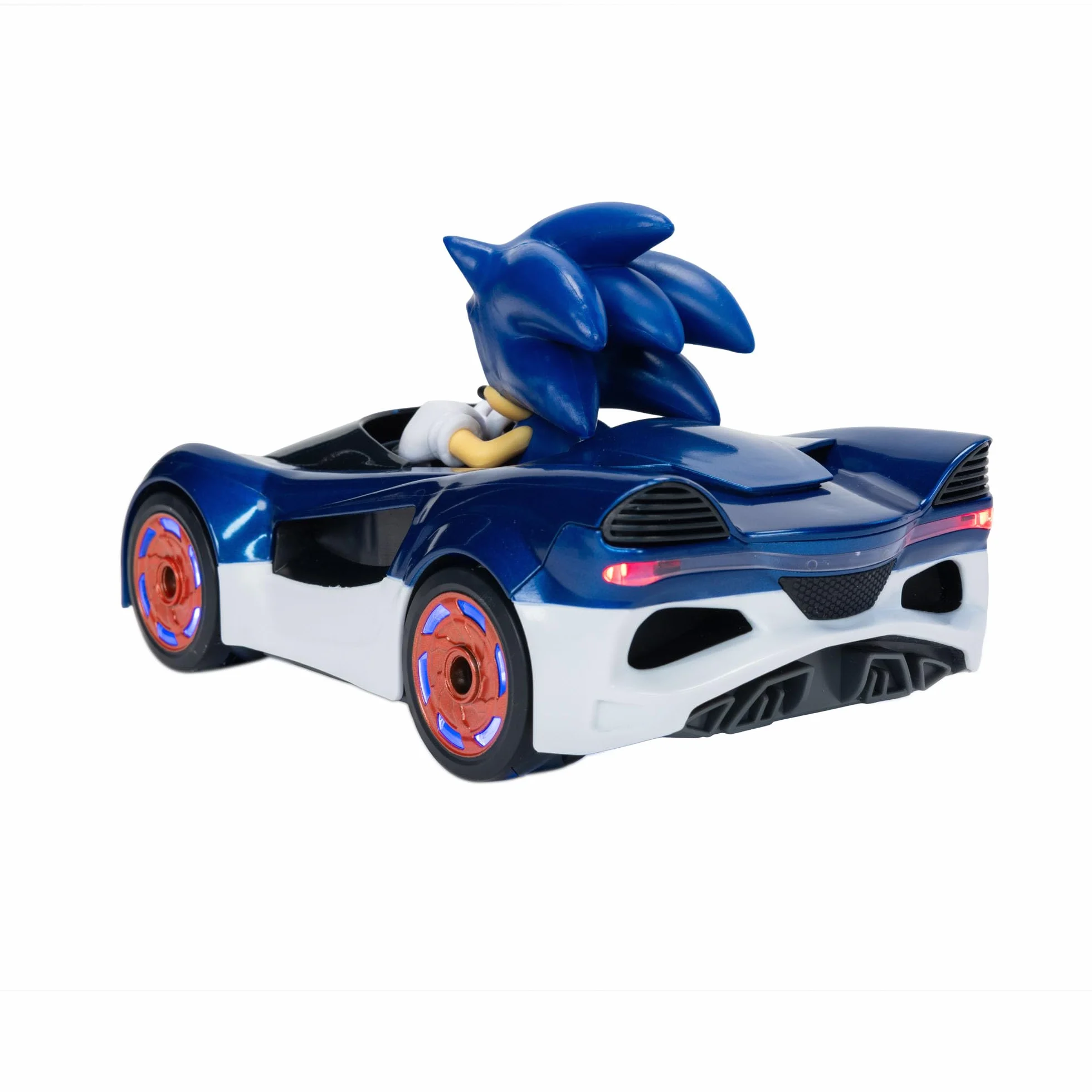 Sonic the Hedgehog Speed Star Lightning Drifting RC Oficjalnie licencjonowany przez Jakks Pacific - Zdalnie sterowane samochody z podświetlanymi kołami, gra interaktywna z czerwonym pilotem na baterie