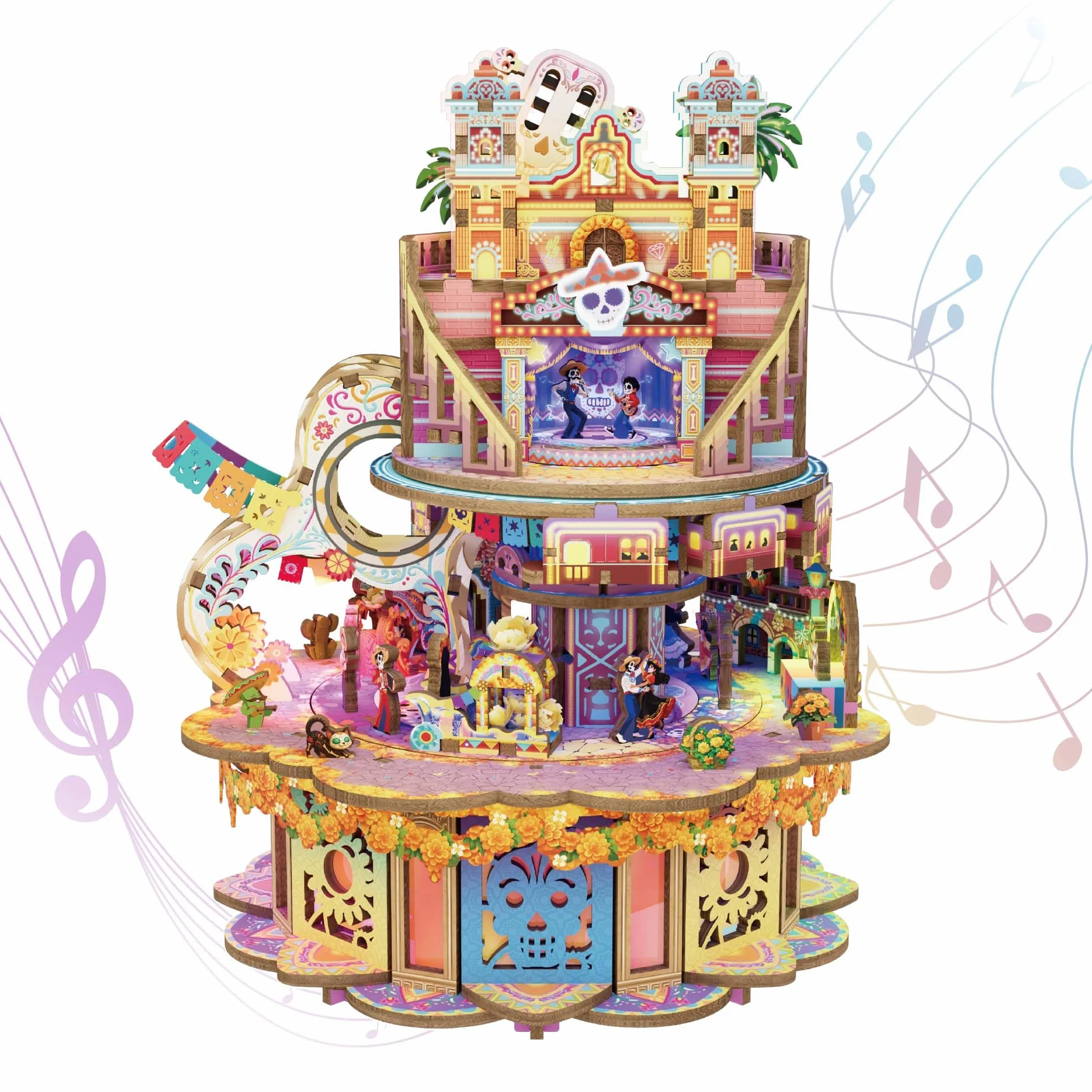 Tonecheer Drewniana pozytywka, puzzle 3D, zestaw modelarski "zrób to sam" dla dorosłych, obrotowa skrzynka muzyczna, drewniane puzzle, prezenty do dekoracji domu, prezent na urodziny, Boże Narodzenie