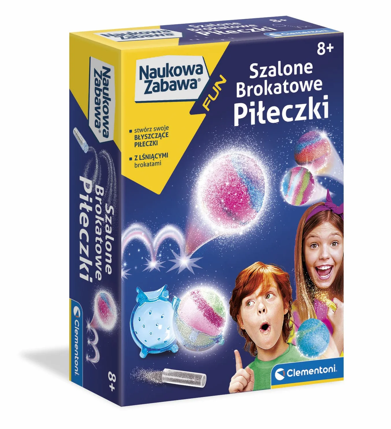 Clementoni 50702 Naukowa Zabawa Szalone Brokatowe Piłeczki Zestaw Edukacyjny dla Dzieci od 8 Lat Wersja Polska