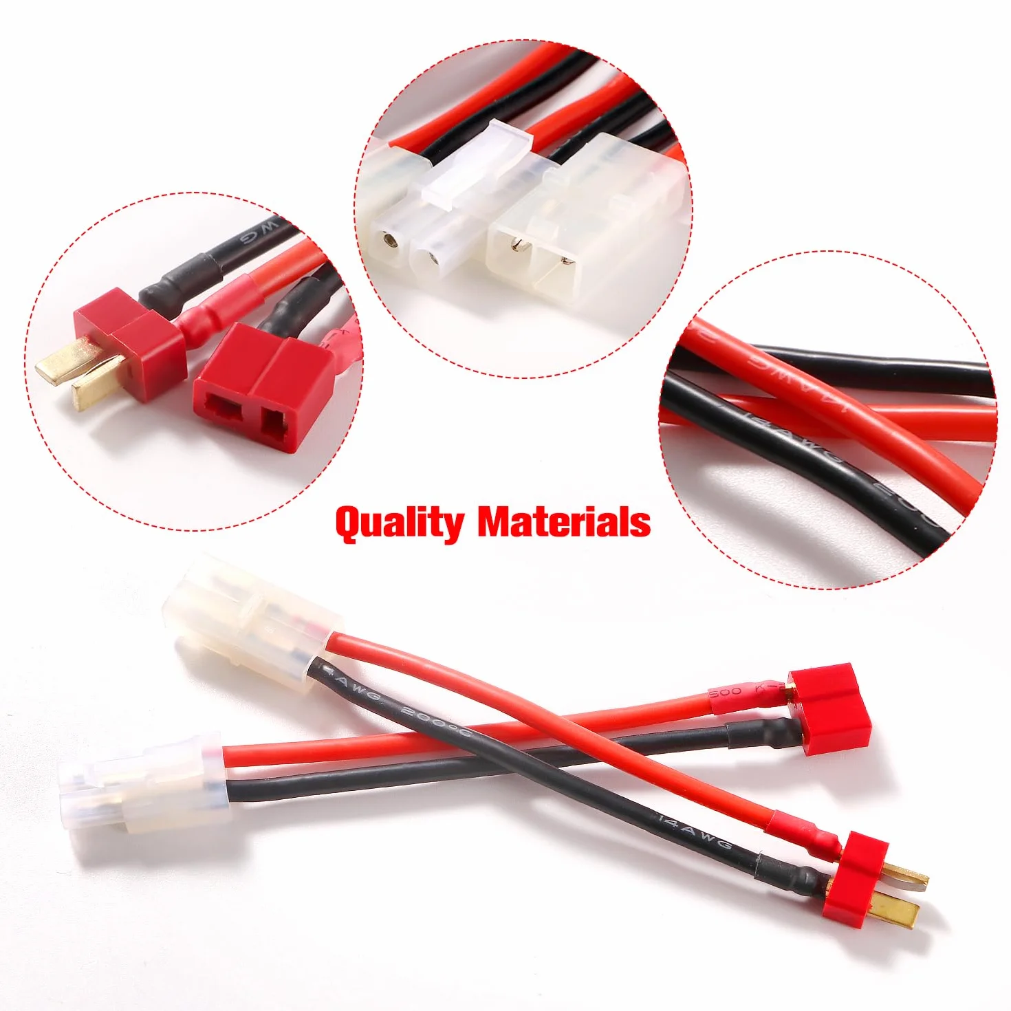 YIXISI 4 Sztuk Kabla Adapterowego Deans T na Kompatybilne z Tamiya, Duży Adapter w Kompatybilne z Tamiya na Adapter z Wtyczką T z Kablem Silikonowym 10cm 14AWG, do Pojazdów RC i Akumulatorów Lipo