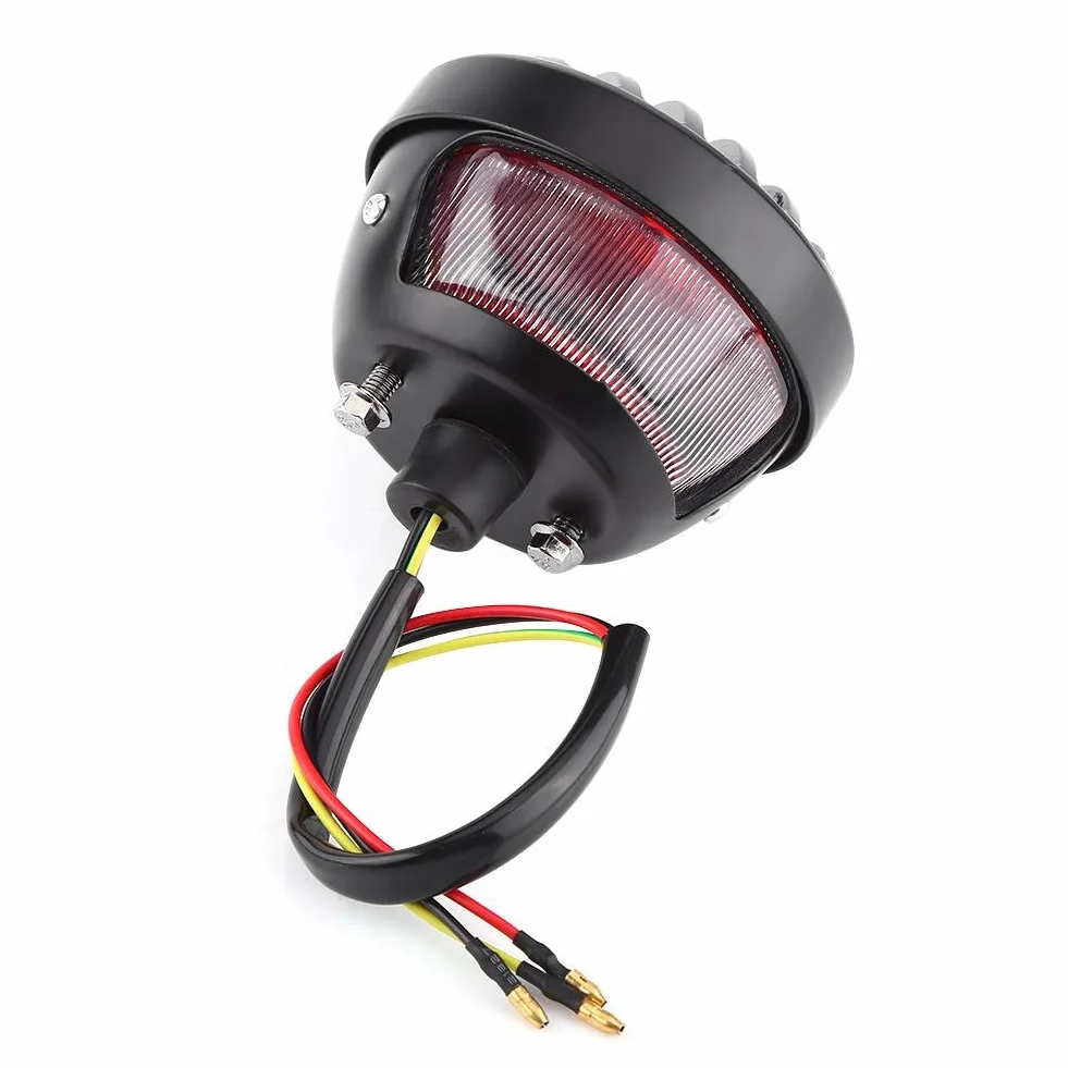 KIMISS Tylne Światło STOP LED Okrągłe Czarne Wodoodporne do Motocykli Bobber Chopper