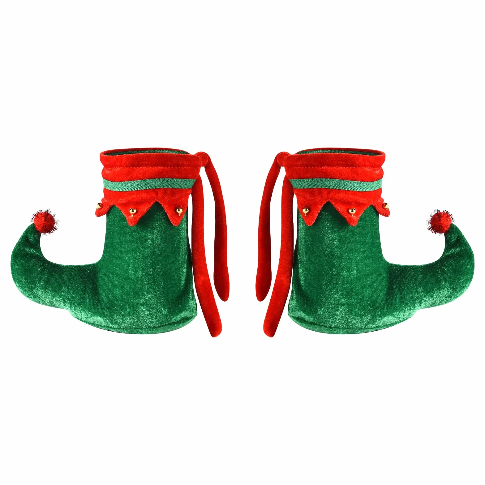 Proumhang 5 Pack Dziewczyny Kobiety Świąteczny Elf Kostium Zestaw,Dziecięcy świąteczny kostium elfów,Aksamitny kostium Pomocnika Mikołaja,Świąteczny strój z elfskim kapeluszem Buty Pasek Pończochy