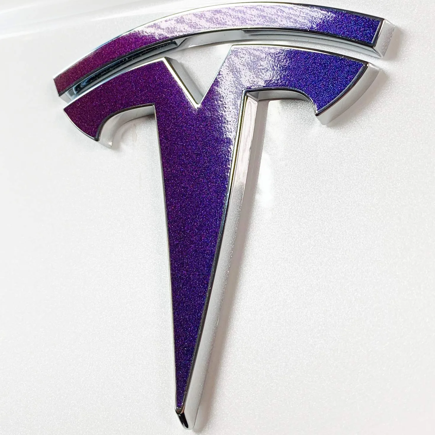 Naklejka z logo do Tesla Model S New Fascia, zestaw 14-częściowy (Gloss Flip Deep Space - niebieski/fioletowy)