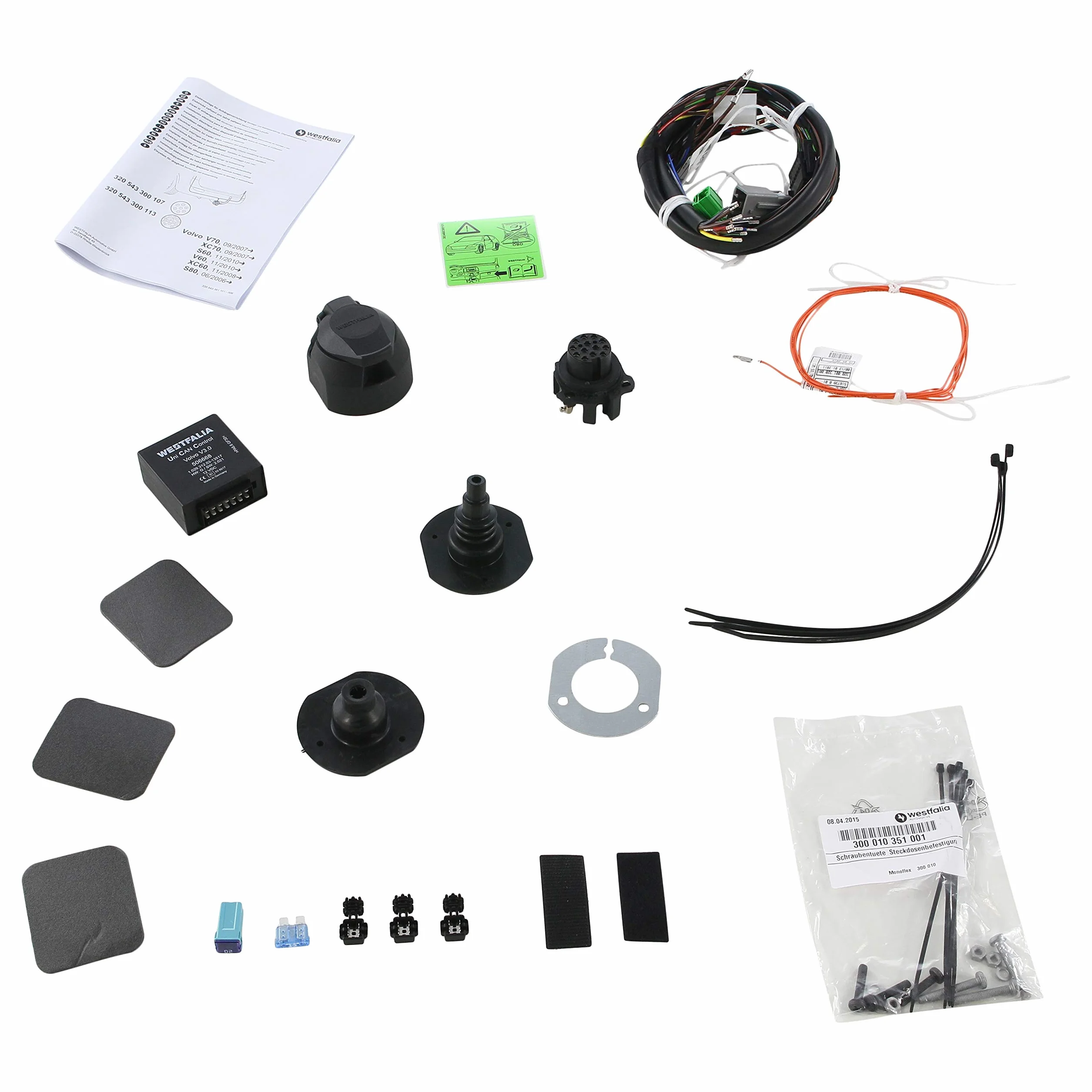 WESTFALIA Automotive 320543300113 zestaw elektryczny 13-biegunowy i specyficzny dla pojazdu do Volvo S60, V60 06/10-01/18, XC60 11/08-02/17, V70, XC70 09/07, S80 (od roku produkcji 07/06)