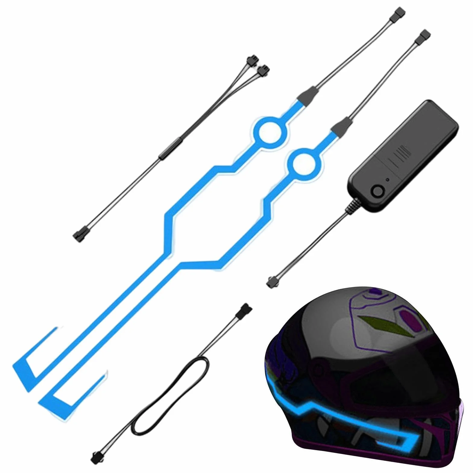 Helmet Strip Light, Led Light for Motorcycle Helmet, 14 * 9 * 8cm/5.51 * 3.54 * 3.14 Inches Adhesive Helmets Lights Strips, Safety Night Riding Accessory for Bikers