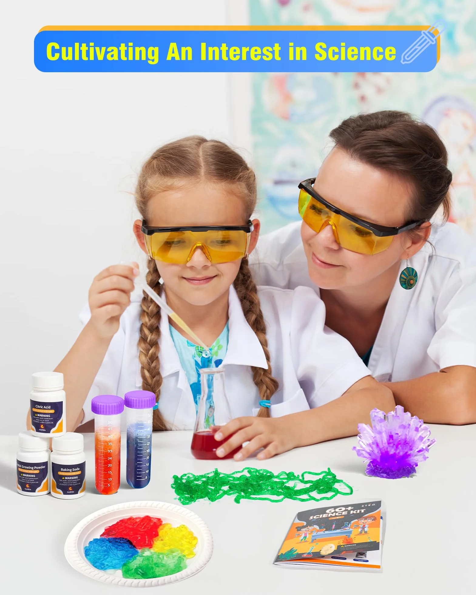 Zestaw 60+ Science Experiment Kit dla dzieci od 5+, STEM zabawka edukacyjna, pierwszy zestaw naukowy dla chłopców i dziewczynek, prezent urodzinowy