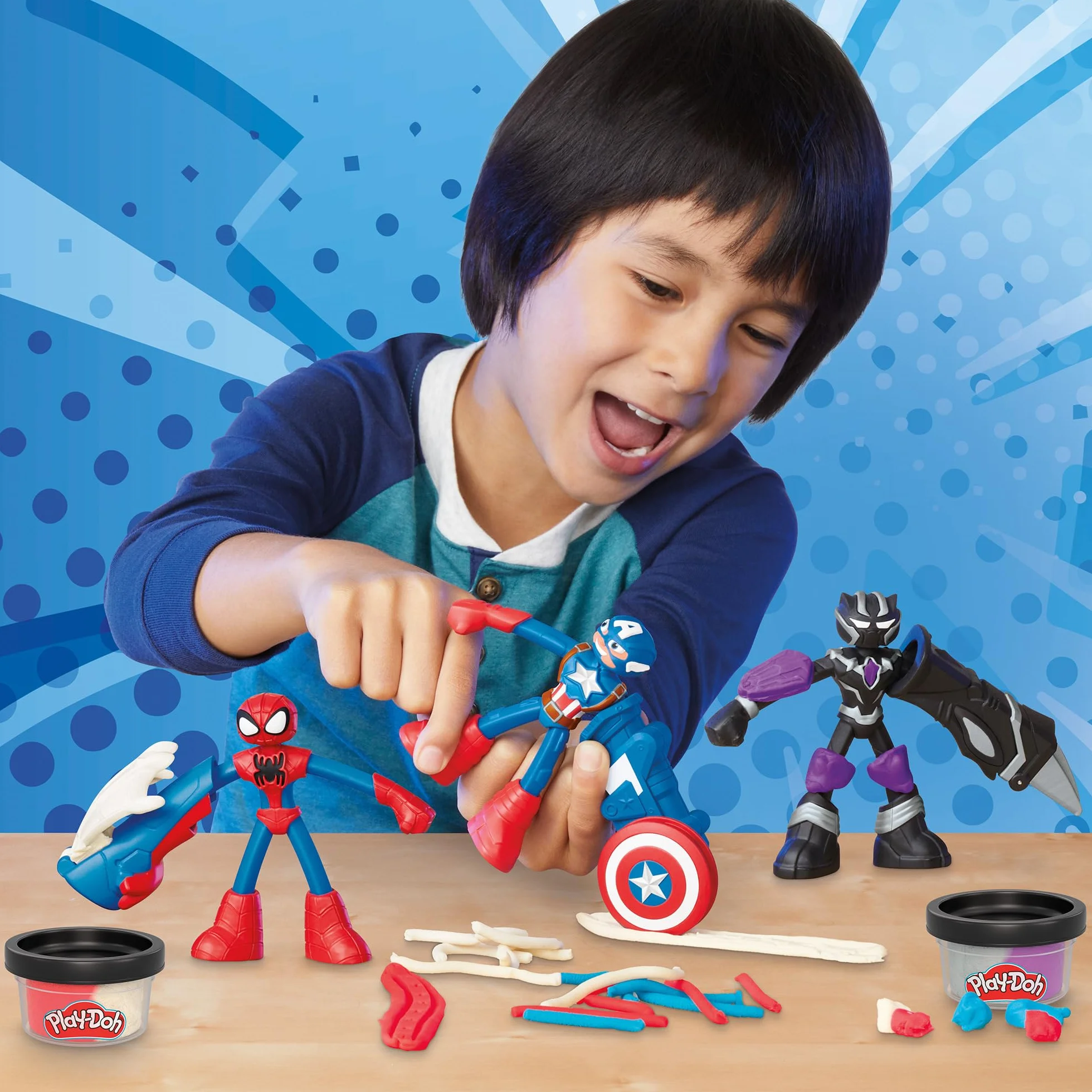 Play-Doh Zestaw do zabawy z figurkami Przygody superbohaterów Marvela z ciastoliną Play-Doh