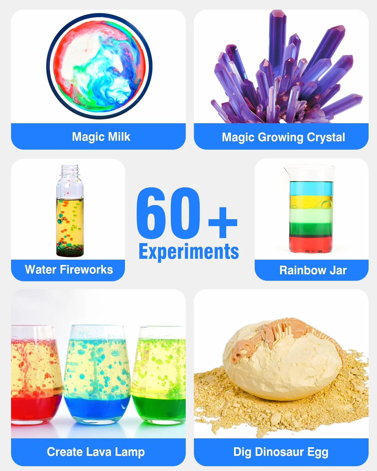 Zestaw 60+ Science Experiment Kit dla dzieci od 5+, STEM zabawka edukacyjna, pierwszy zestaw naukowy dla chłopców i dziewczynek, prezent urodzinowy