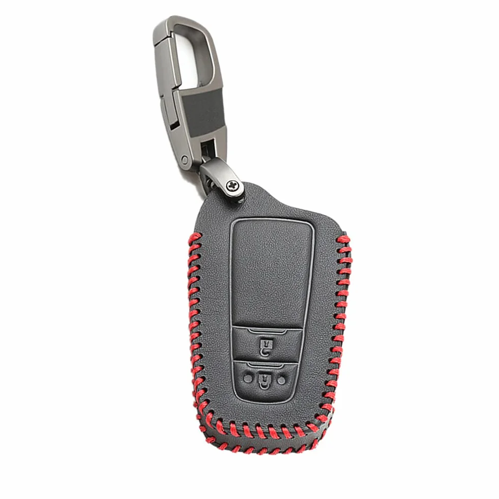 Otai Skórzany Futerał na Kluczyk Samochodowy Okładka Brelok do Kluczy Toyota C-HR 2017 2018 Prius 2 Przyciski Ręcznie Szyte Miękkie