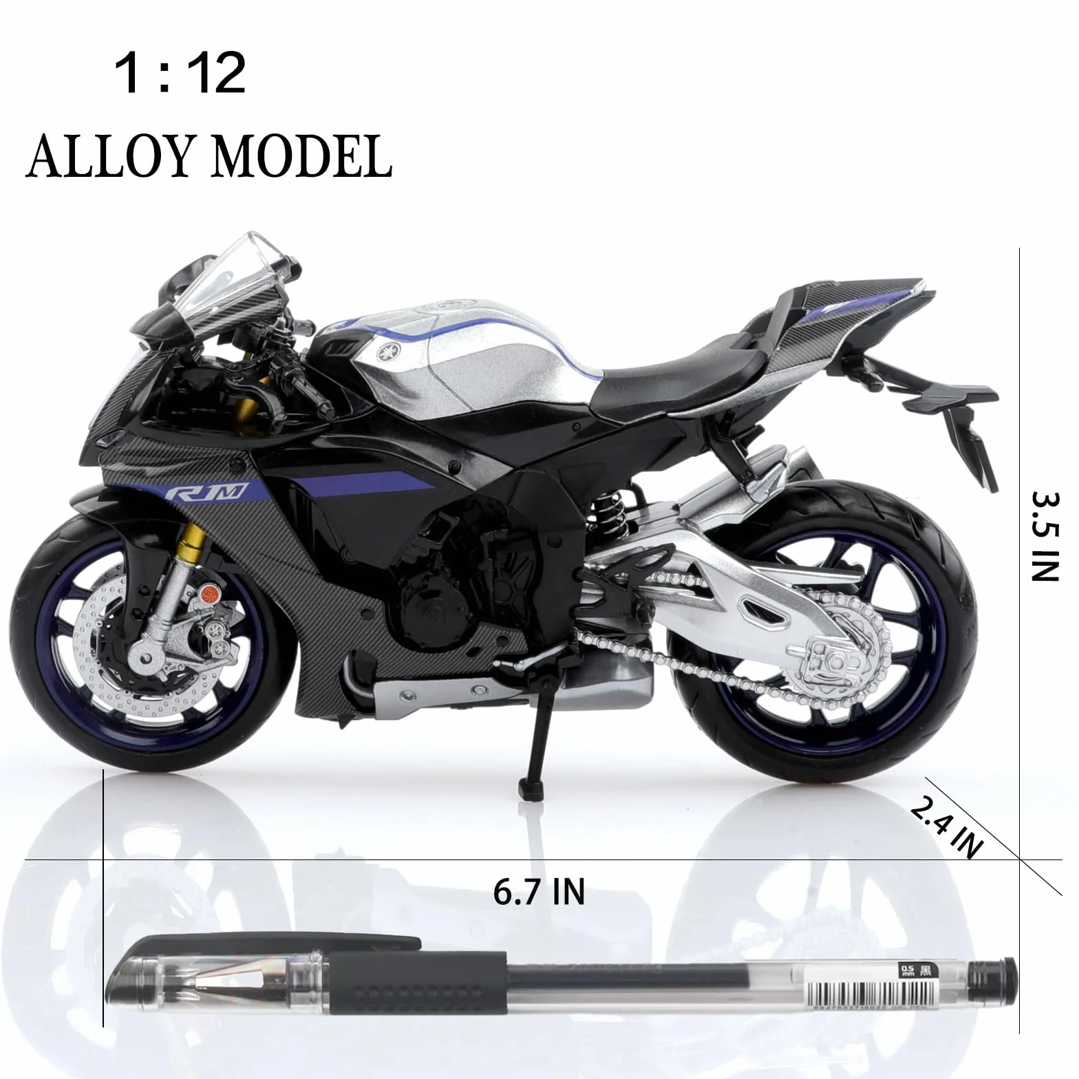 TOKAXI Yamaha YZF-R1M Diecast skala 1/12, zabawka motocyklowa, model motocykla Yamaha, zabawka motocyklowa R1, prezent dla chłopców i dziewczynek
