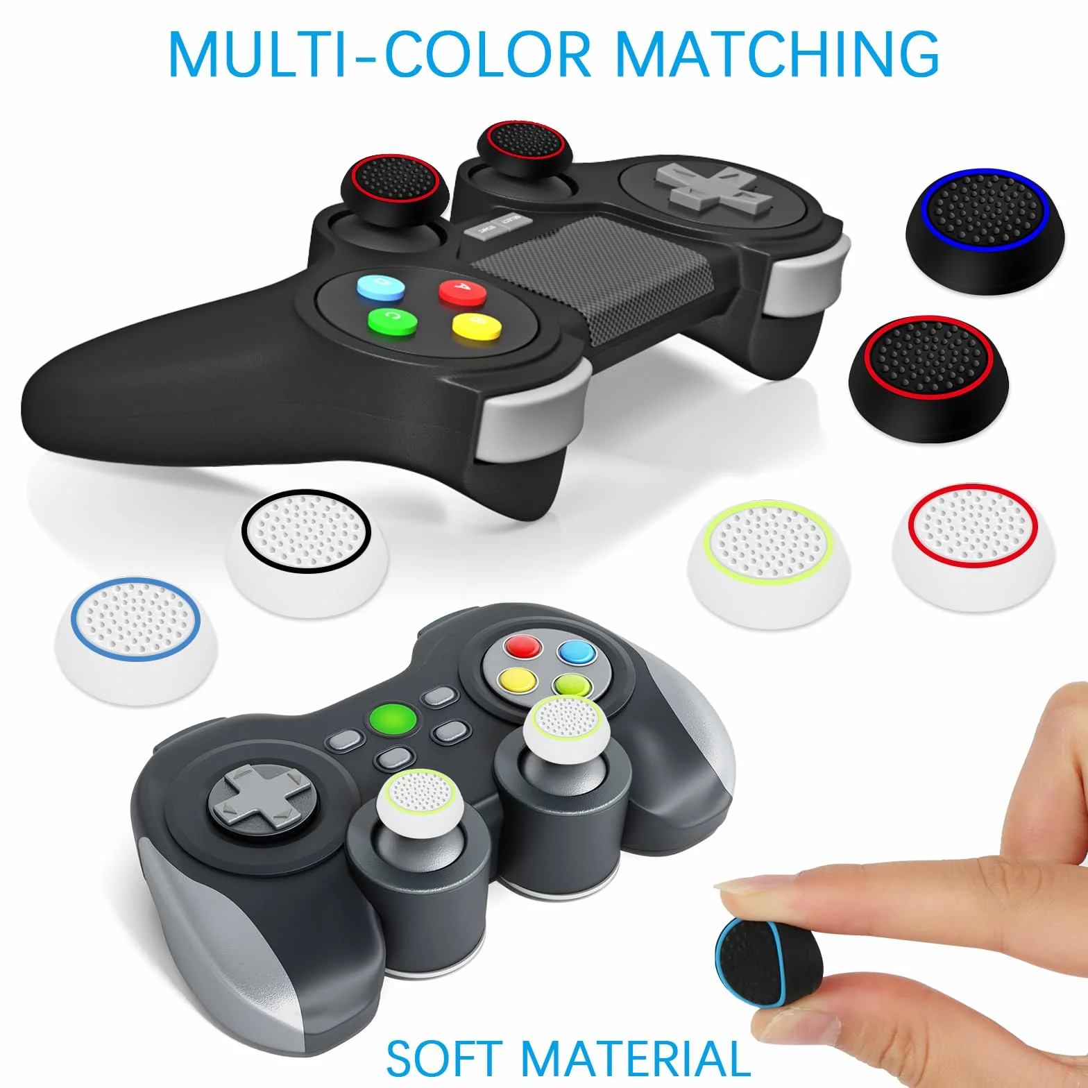UKOFEW 20 sztuk silikonowych zaślepek na przyciski, osłona ochronna 2 cm, analogowa czapka z uchwytem na joystick, akcesoria do kontrolera, gumki do kontrolera Xbox One Series X/S (10 kolorów)