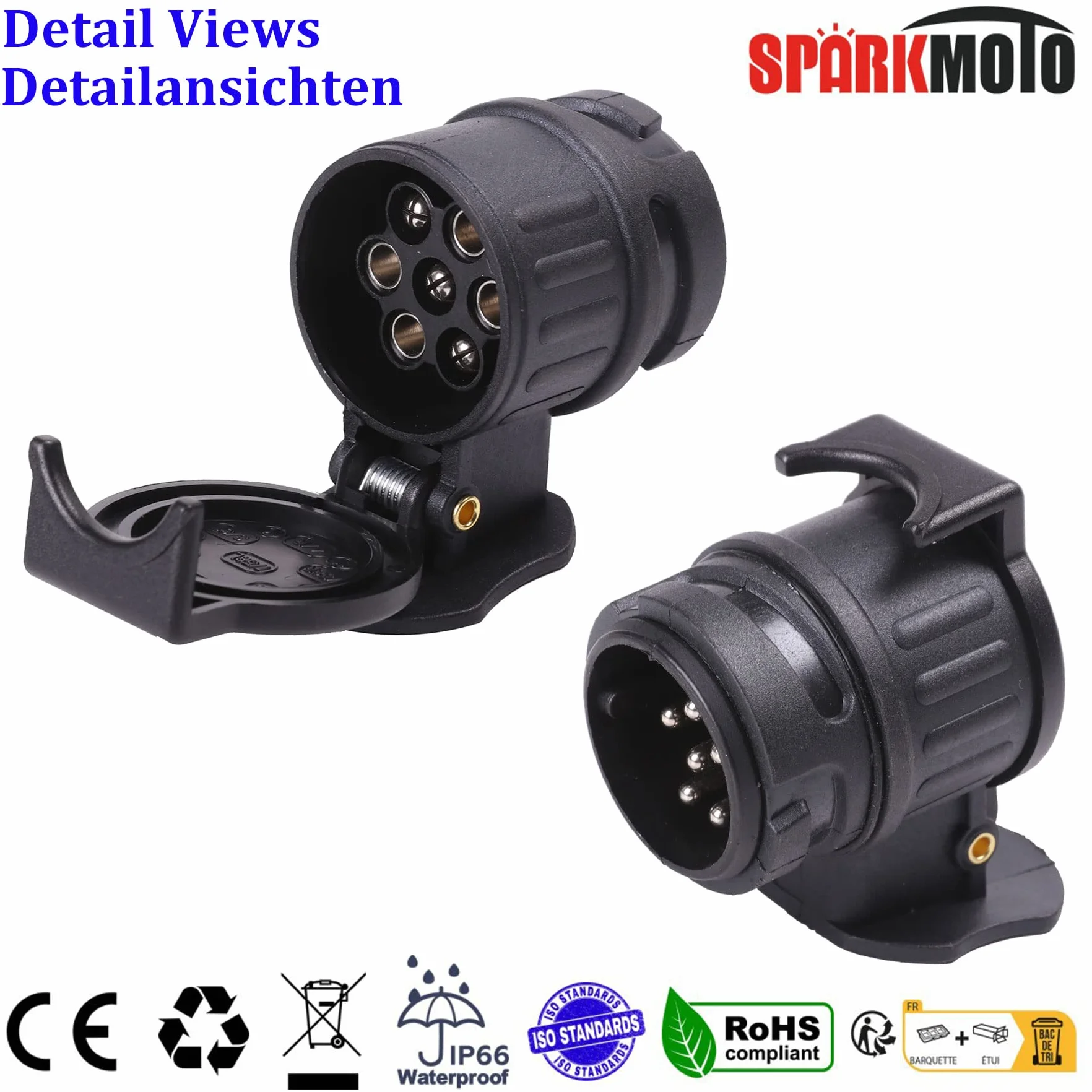 Adapter z wtyczką 7 do 13 pinów i 13-pinowy adapter z przyczepą 13 na 7 pinów, 7-biegunowe złącze zaczepu a 13 elementów do przyczepy kempingowej, uchwytu rowerowego (SK713A)