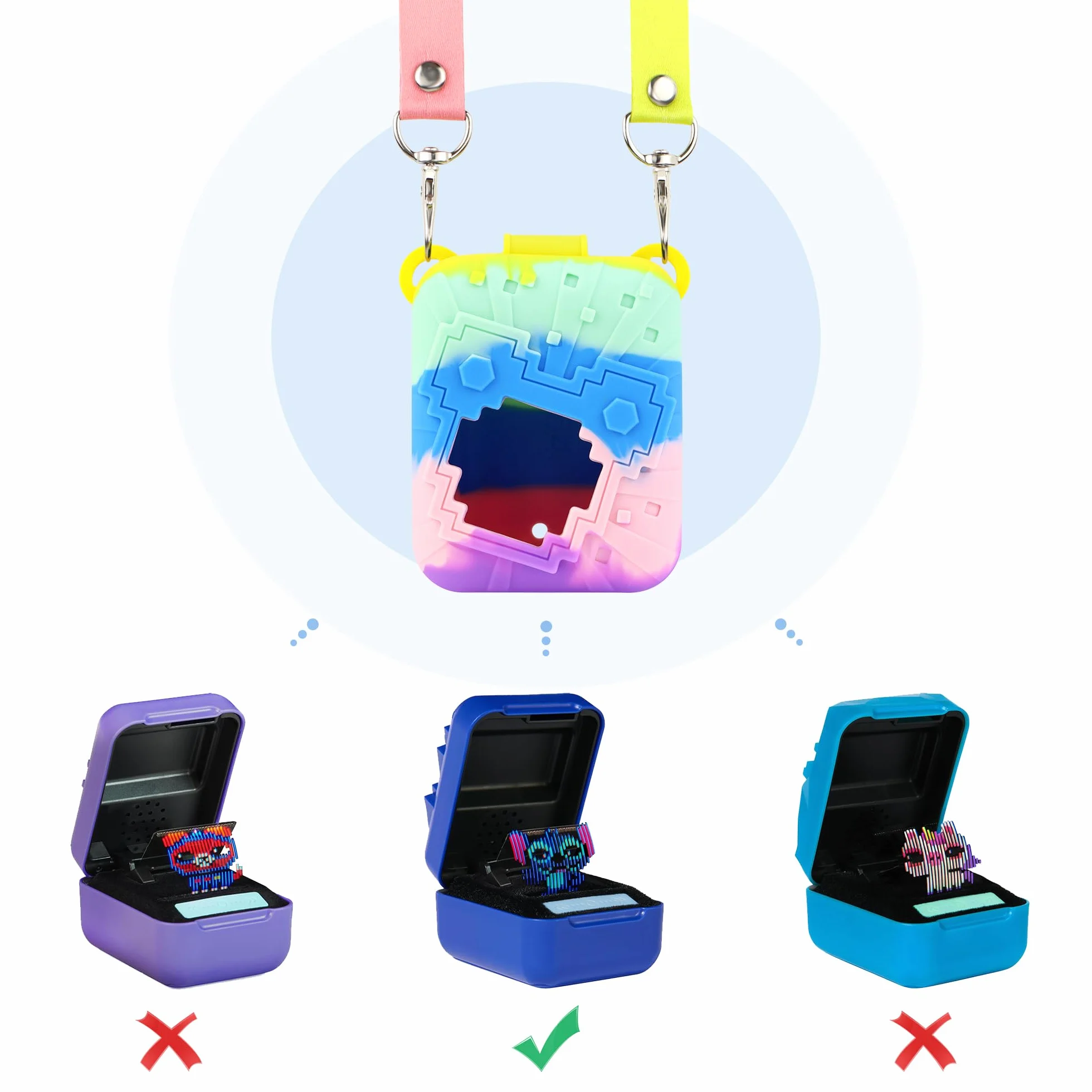 Etui ochronne kompatybilne tylko z Bitzee Disney cyfrowe elektroniczne zwierzęta domowe, tylko silikonowe etui (wielokolorowe)