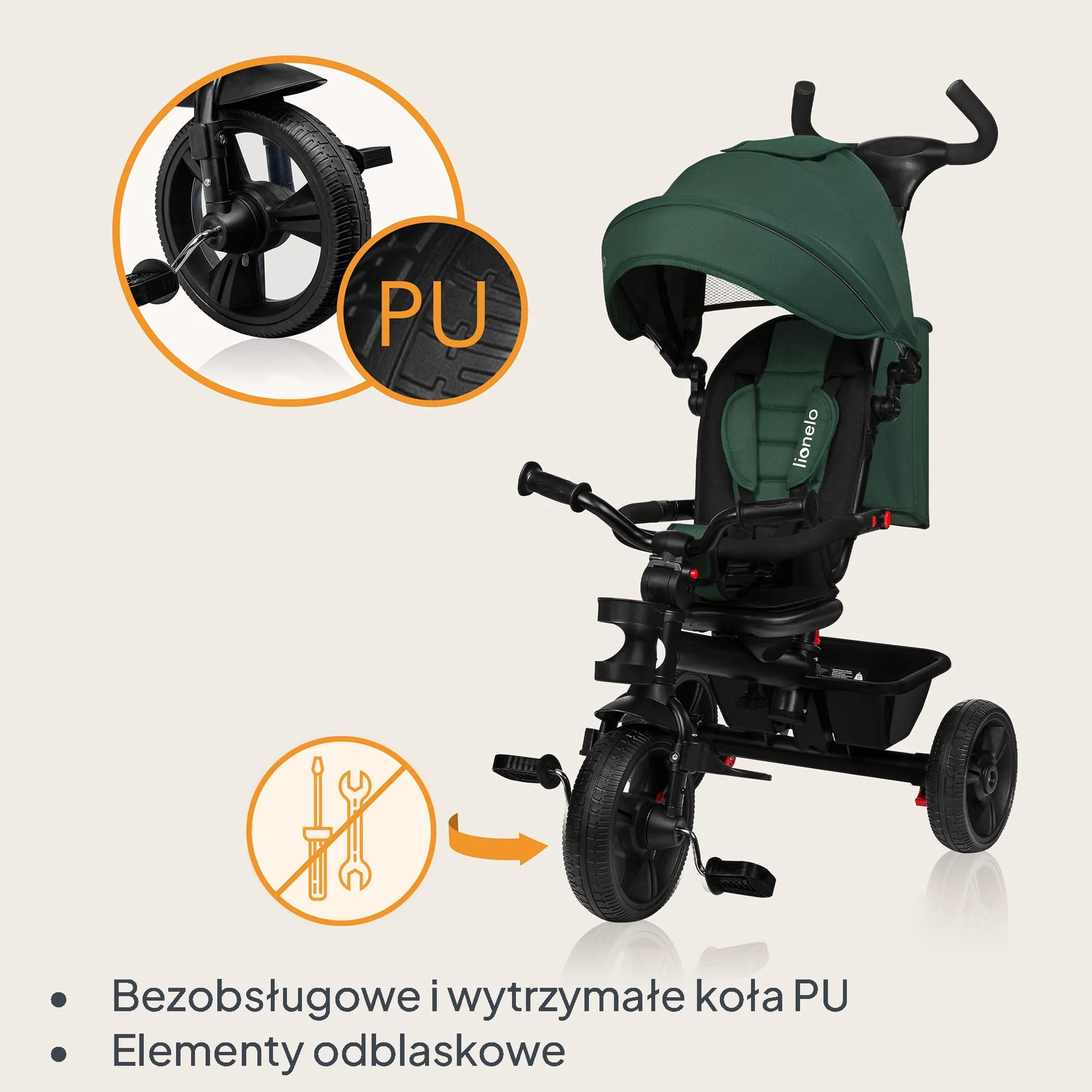 Lionelo Rowerek Trójkołowy, Zielony/Czarny, Do 25 kg