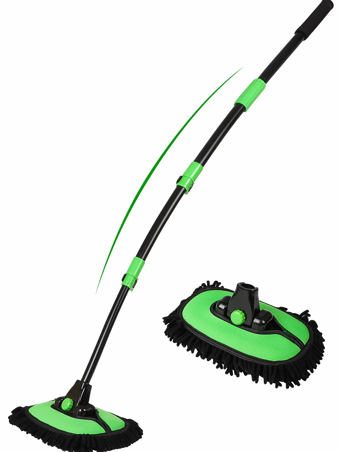 136cm 15° Curved Car Wash Brush With Long Handle High Density Chenille Soft Bristle Brush Head Suitable for Cleaning Detail Roof Wheel Windshields Truck Suv Rv Truck Window do