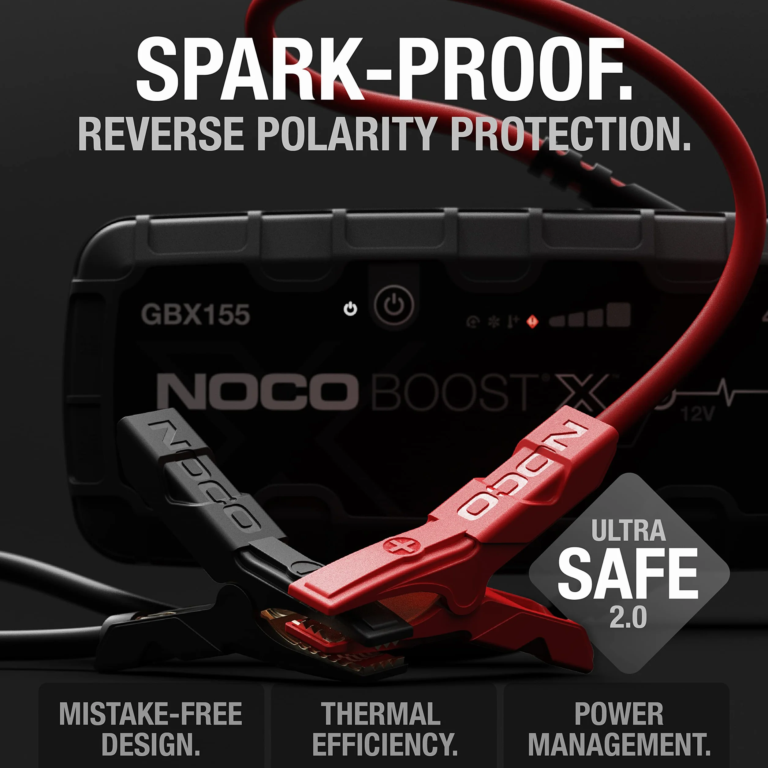 NOCO Boost X GBX155 4250A 12V UltraSafe Litowe Urządzenie Rozruchowe, Booster do Akumulatora i Kable Rozruchowe do 10,0 Litrowych Silników Benzynowych i 8,0 Litrowych Silników Wysokoprężnych