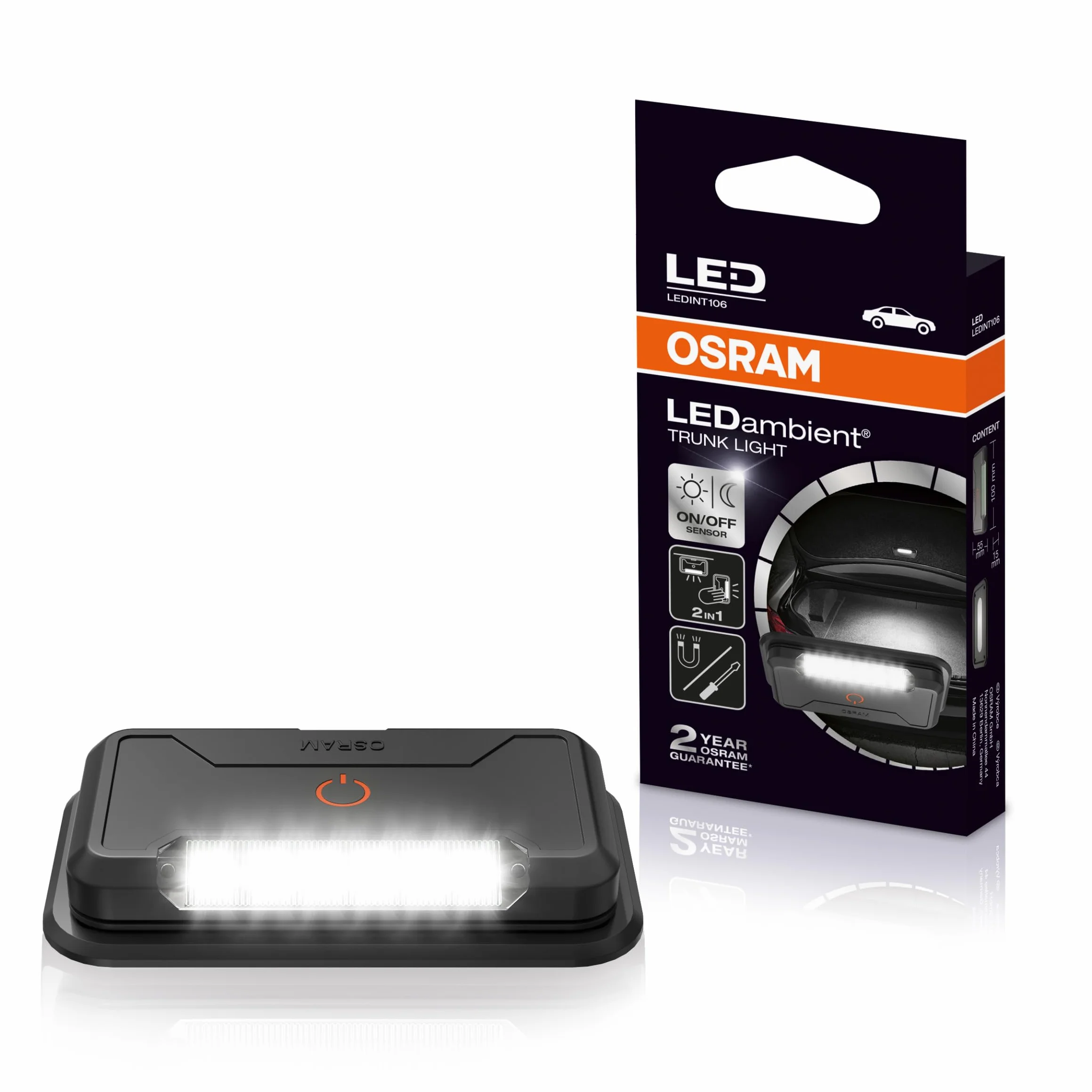 OSRAM LEDambient Trunk Light, z funkcją automatycznego oświetlenia, ładowalna i uniwersalna lampa LED bagażnika