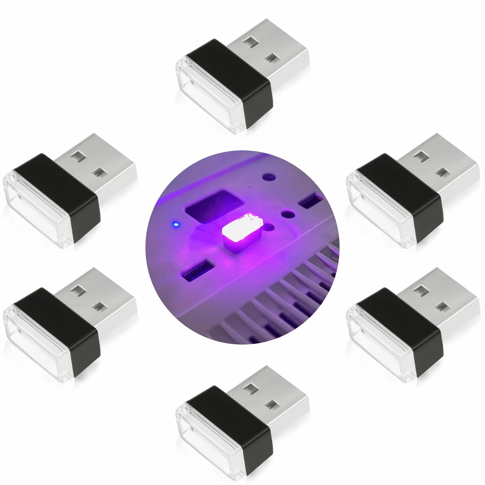 URAQT USB Oświetlenie otoczenia samochodu LED 6 szt. 5 V Monochromatyczne Nastrojowe oświetlenie wnętrza