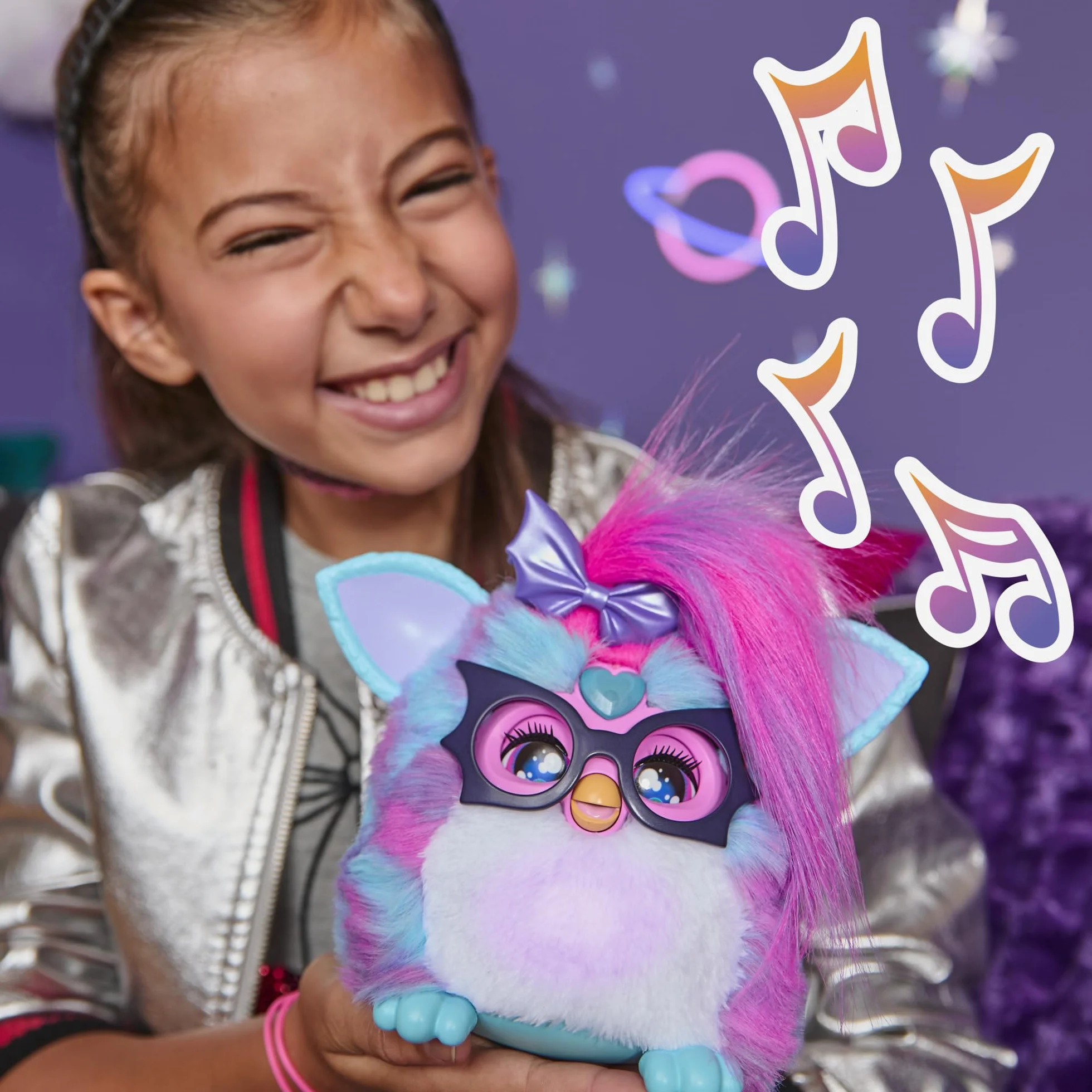 Interaktywna pluszowa zabawka elektroniczna Furby Vibes Blue Razz dla dziewczynek i chłopców w wieku od 6 lat