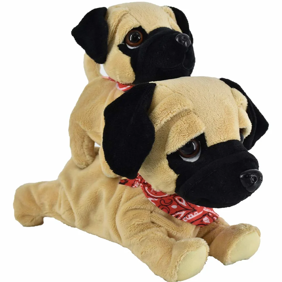 WEofferwhatYOUwant Mops Daddy & Mops Puppy - pluszowe elektroniczne zabawki psy - dotyk i dźwięk, gra sztuczki, szczeka i przytulania. Ciesz się wspólnymi mopsami. Wiek 18 miesięcy i starszych