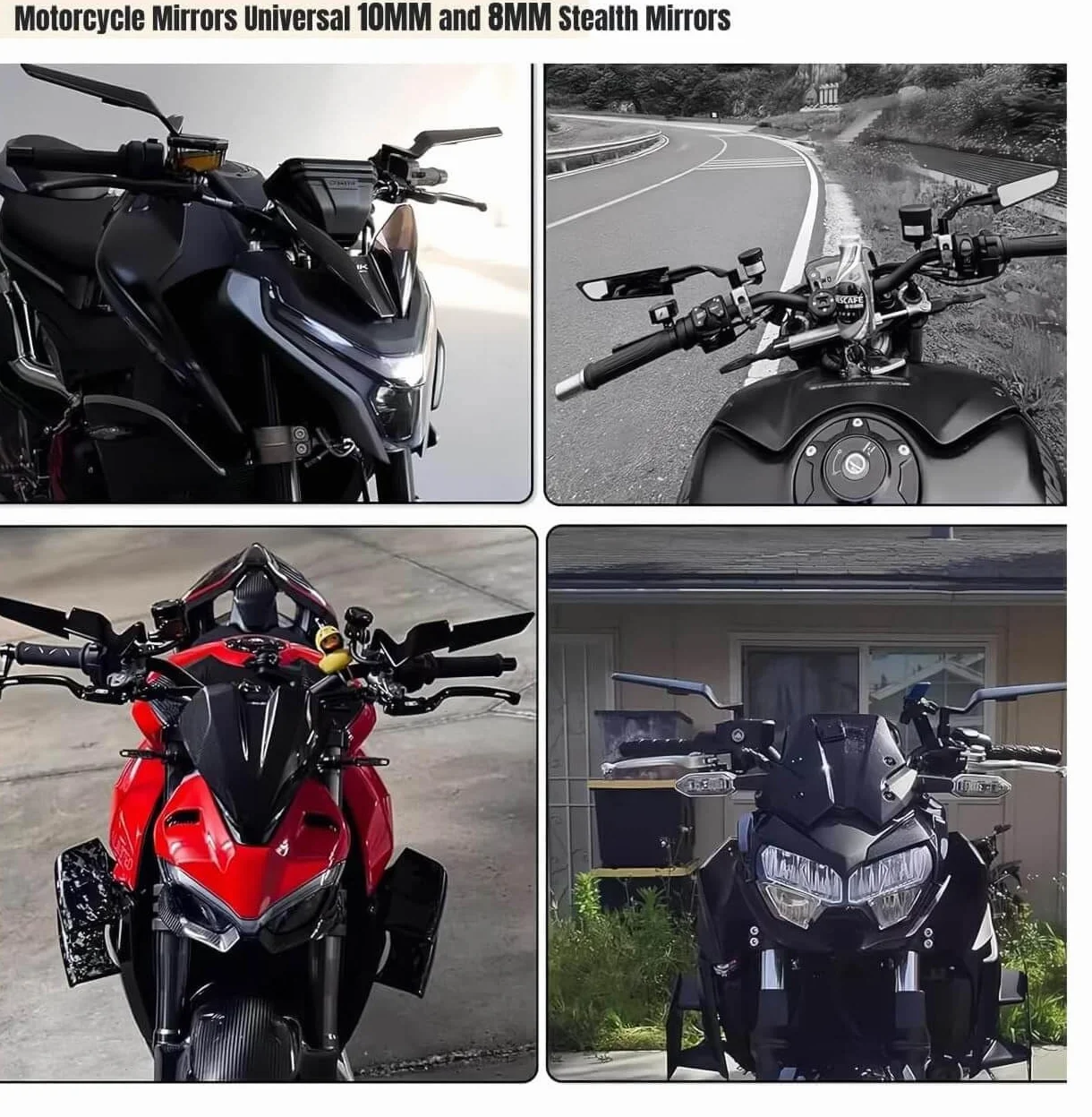 Uniwersalne regulowane lusterka wsteczne motocyklowe Stealth Wind do Z650 Z900 Z1000 Duke 390 790 1290 MT07 MT09
