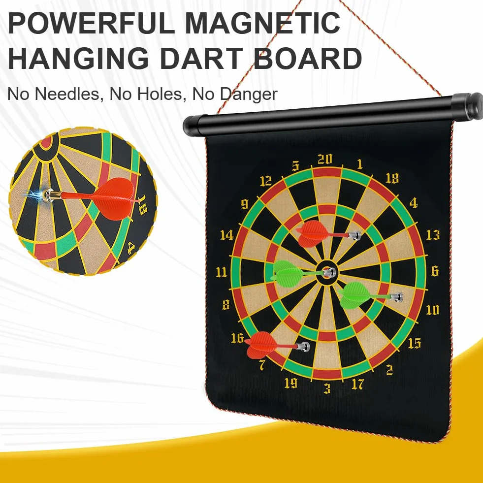 flintronic Magnetyczna gra planszowa do rzutek dla dzieci, 12"/15"/17" wisząca tablica do rzutki dla dzieci z 14 rzutkami, do rodzinnych gier wewnątrz i na zewnątrz