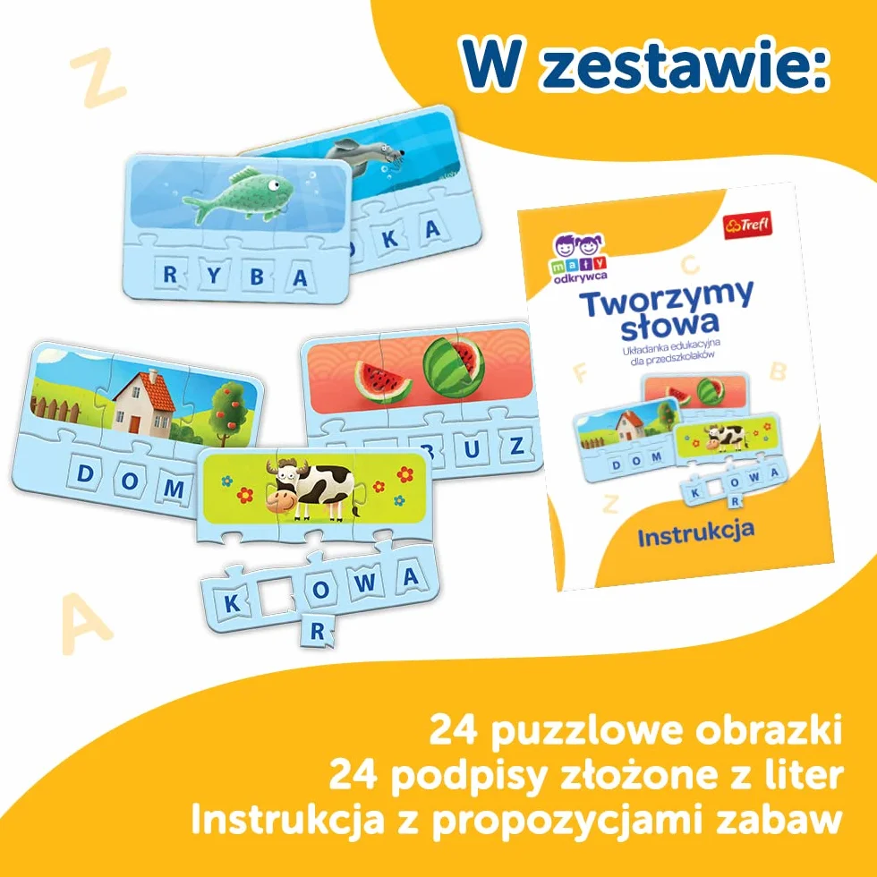 Trefl Tworzymy Słowa – Mały Odkrywca Gra Edukacyjna dla Dzieci w Wieku 3-5 Lat
