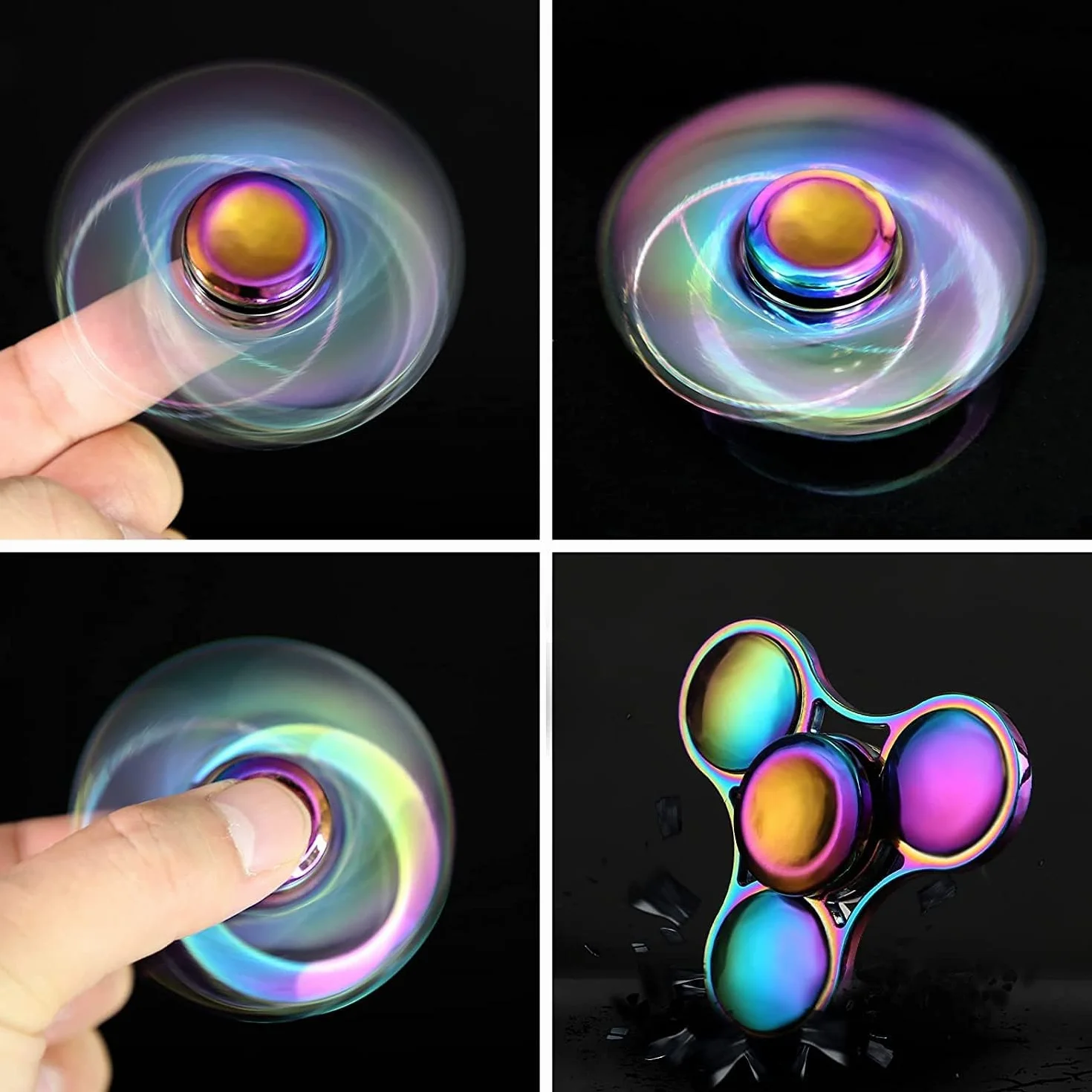 SCIONE Fidget spinner, z metalu, z łożyskiem ze stali nierdzewnej, 3–5 min, wysoka prędkość, dla dzieci, prezent na Wielkanoc (okrągły)