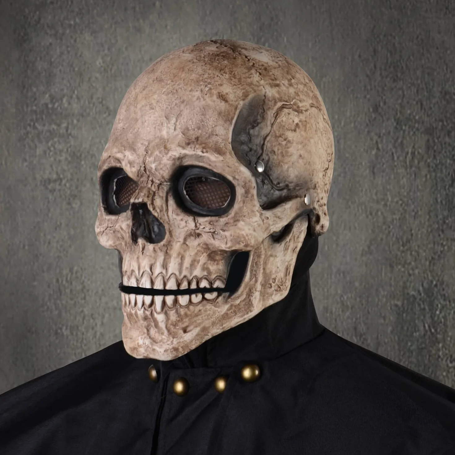 PARTYGEARS Przerażająca maska z czaszką na Halloween na całą głowę straszna realistyczna maska z ruchomą szczęką dla dorosłych dzieci maska na imprezę cosplay