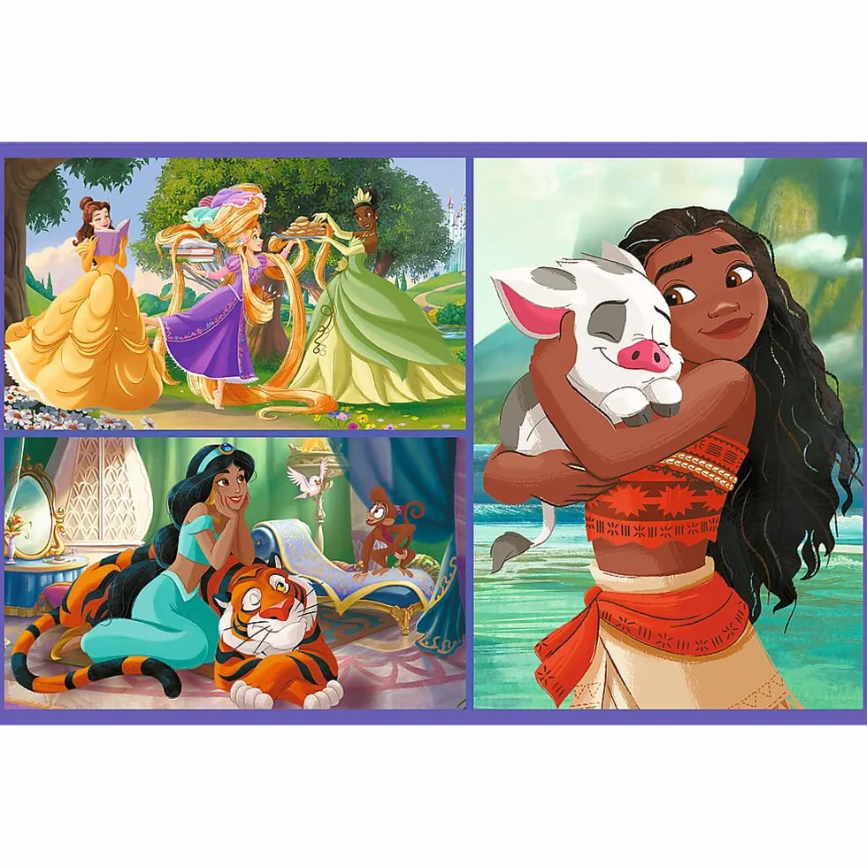 Trefl - Puzzle 2w1: Disney Princess, Bajkowe Dni - 2 x 70 Elementów, Zestaw Dwóch Układanek dla Dzieci od 4 lat
