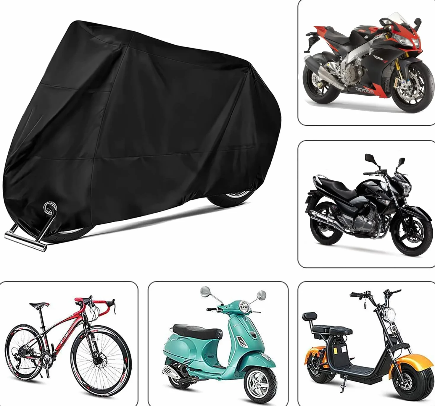 Pokrowiec na motocykl, garaże motocyklowe, na skuter, plandeka ochronna XXL 190T Oxford, wodoszczelna, 245 x 105 x 125 cm