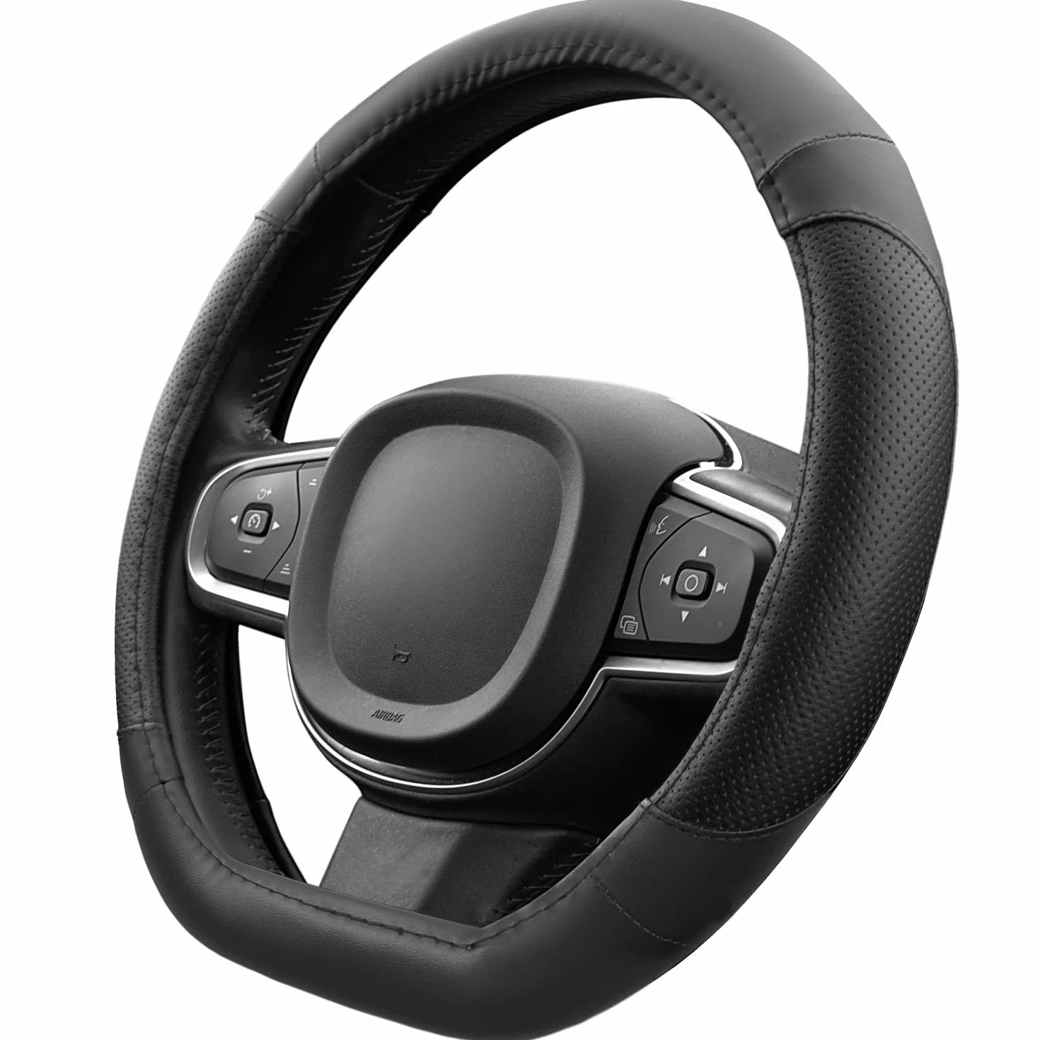 Upgrade4cars Pokrowiec na kierownicę w kształcie D, czarny Uniwersalny osłon kierownicy Akcesoria samochodowe