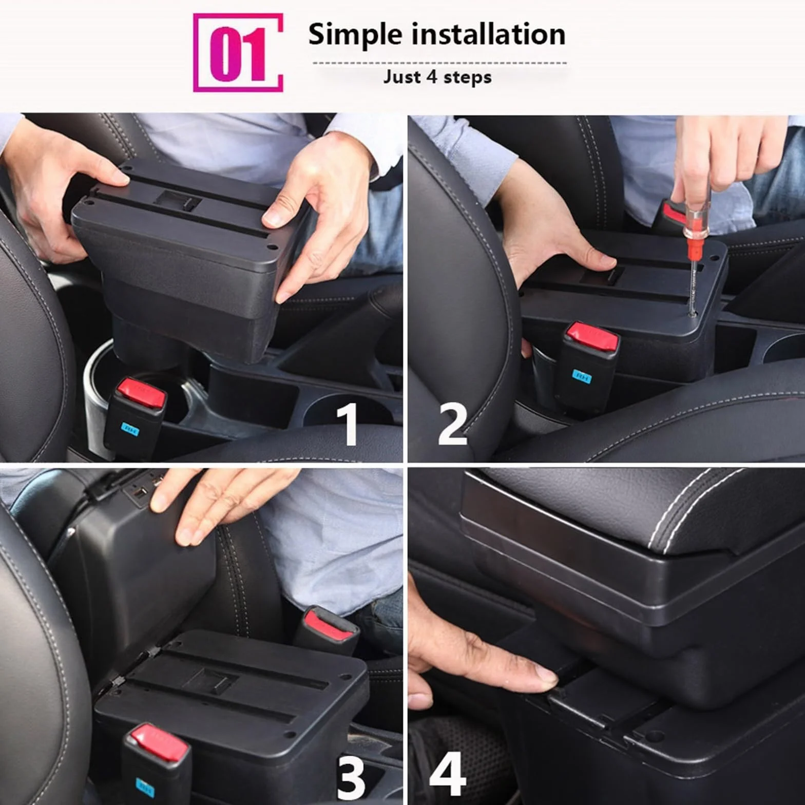 Armsteun Richter Bush Pasuje do Volkswagen Polo 9N3 Podłokietnik Samochodowy Podłokietnik Box 2002-2009 Części do modernizacji Schowek Akcesoria Wnętrza Samochodu USB(B1 Black red 3USB)