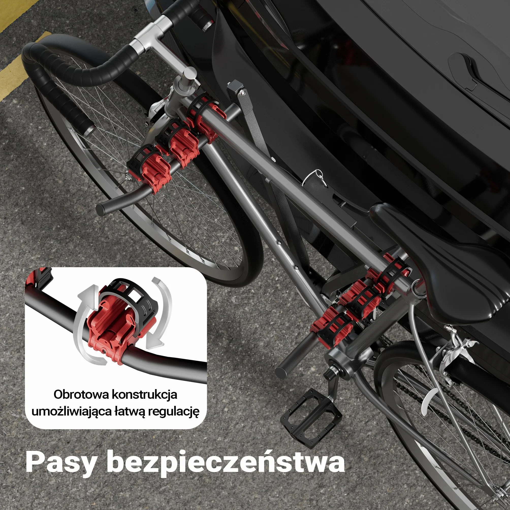 Wiltec Bagażnik rowerowy na 3 rowery na hak holowniczy 45 kg stal Q235