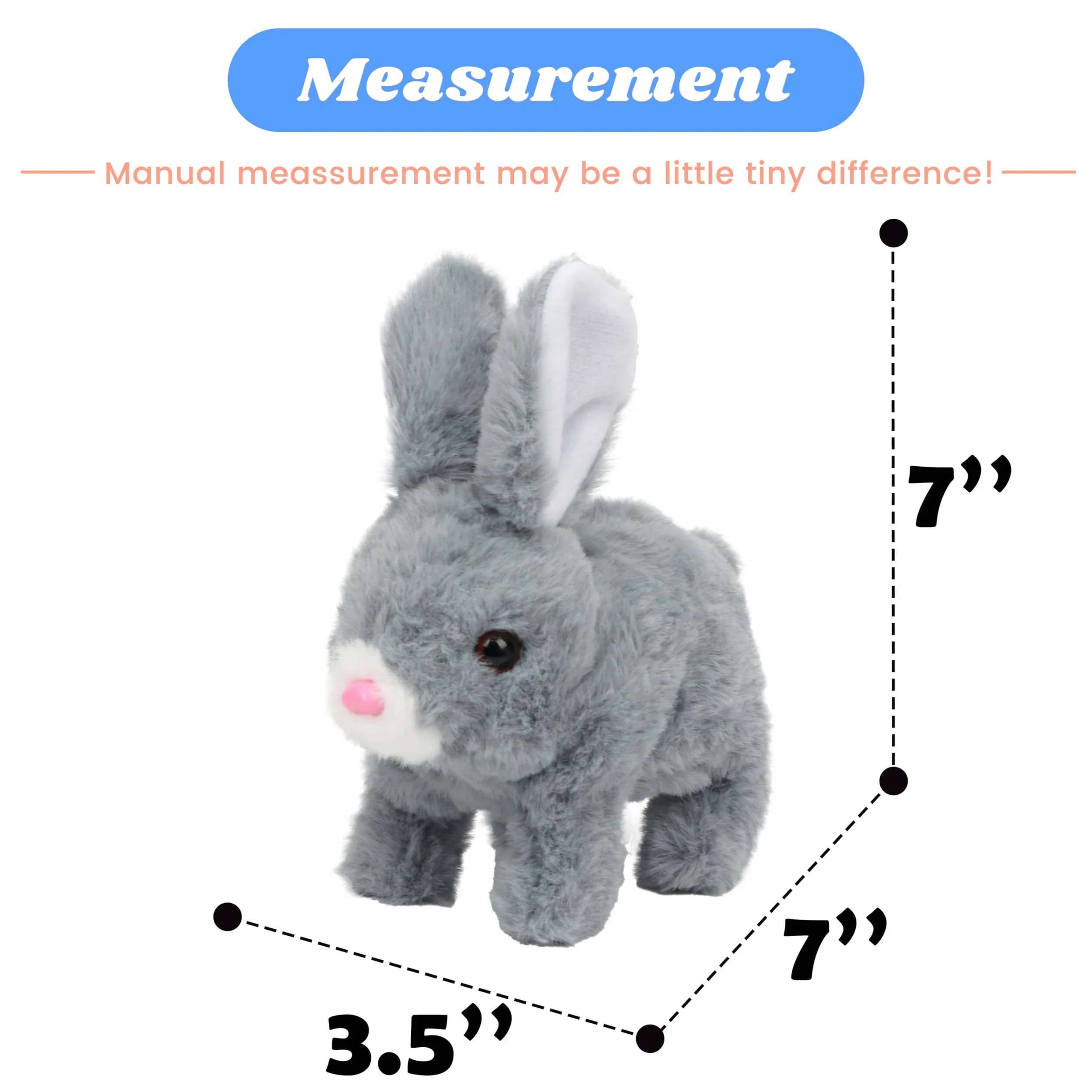 Hopearl Hopping Rabbit Interaktywna Elektroniczna Pluszowa Zabawka Królik z Dźwiękami i Ruchami Animowane Chodzenie Poruszające Się Uszy Drgający Nos Prezenty Dla Małych Dzieci Urodziny, Szary, 18 cm