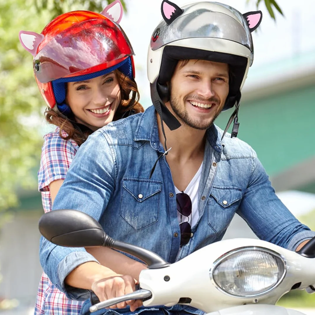 Kocie uszy do kasku motocyklowego dekoracyjne akcesoria 6 cm x 5,5 cm 3 pary
