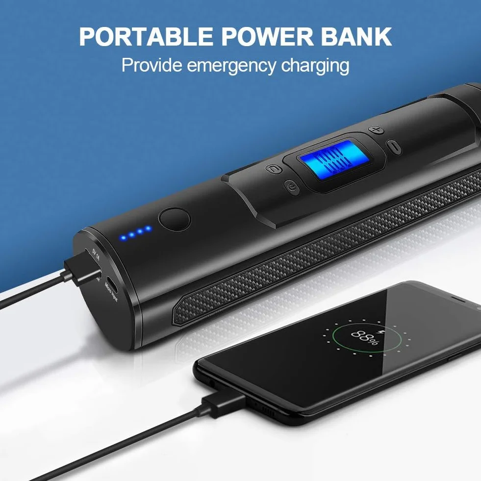 Elektryczny kompresor powietrza przenośna pompa do opon 150 Psi z wyświetlaczem LCD LED